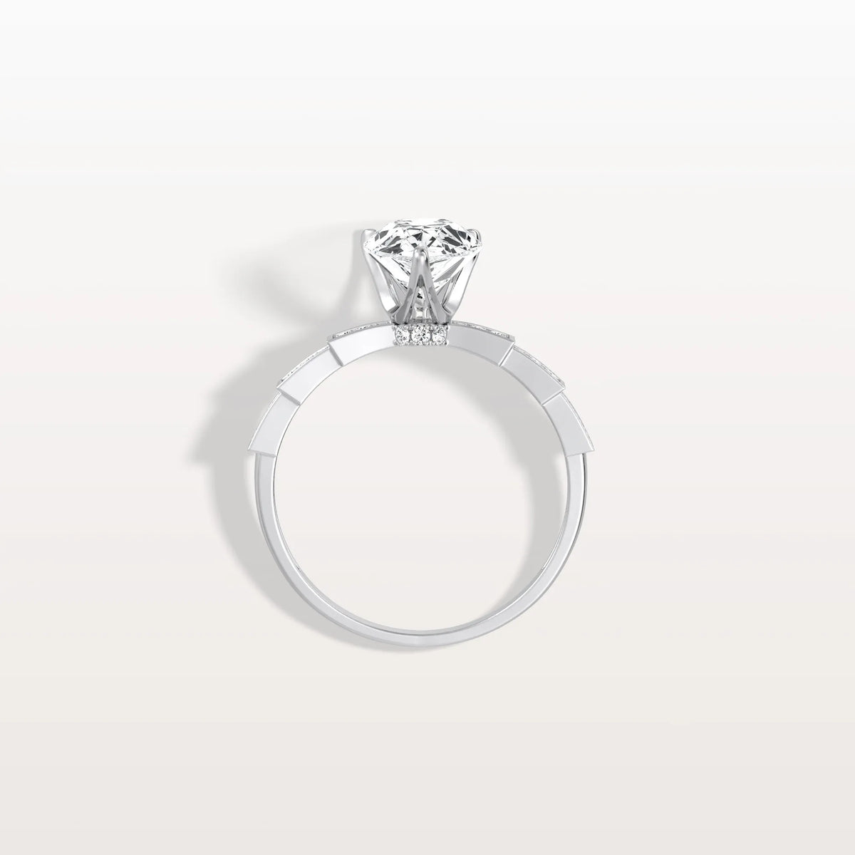 2CT Pear Cut Lab Diamond Hidden Halo Ring - Modern Style - Rings