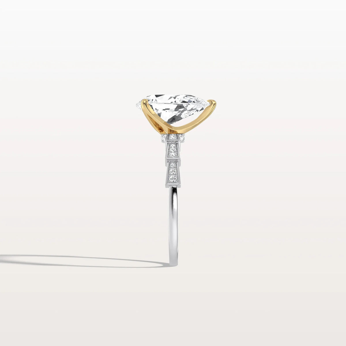 2CT Two - Tone Pave Pear Lab Grown Diamond Ring - Rings