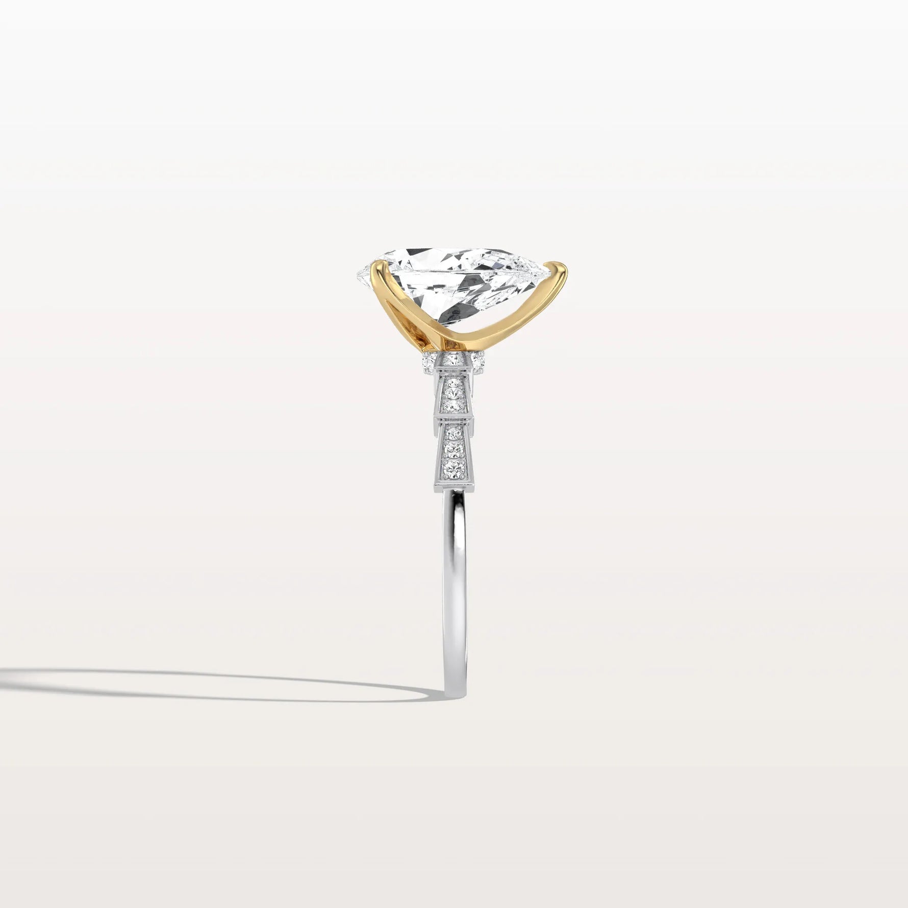 2CT Two - Tone Pave Pear Lab Grown Diamond Ring - Rings