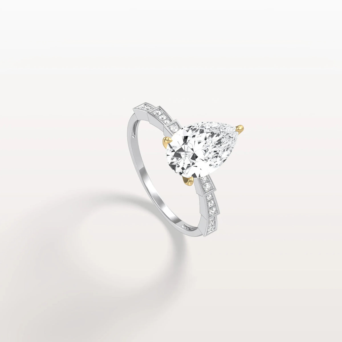 2CT Two - Tone Pave Pear Lab Grown Diamond Ring - Rings