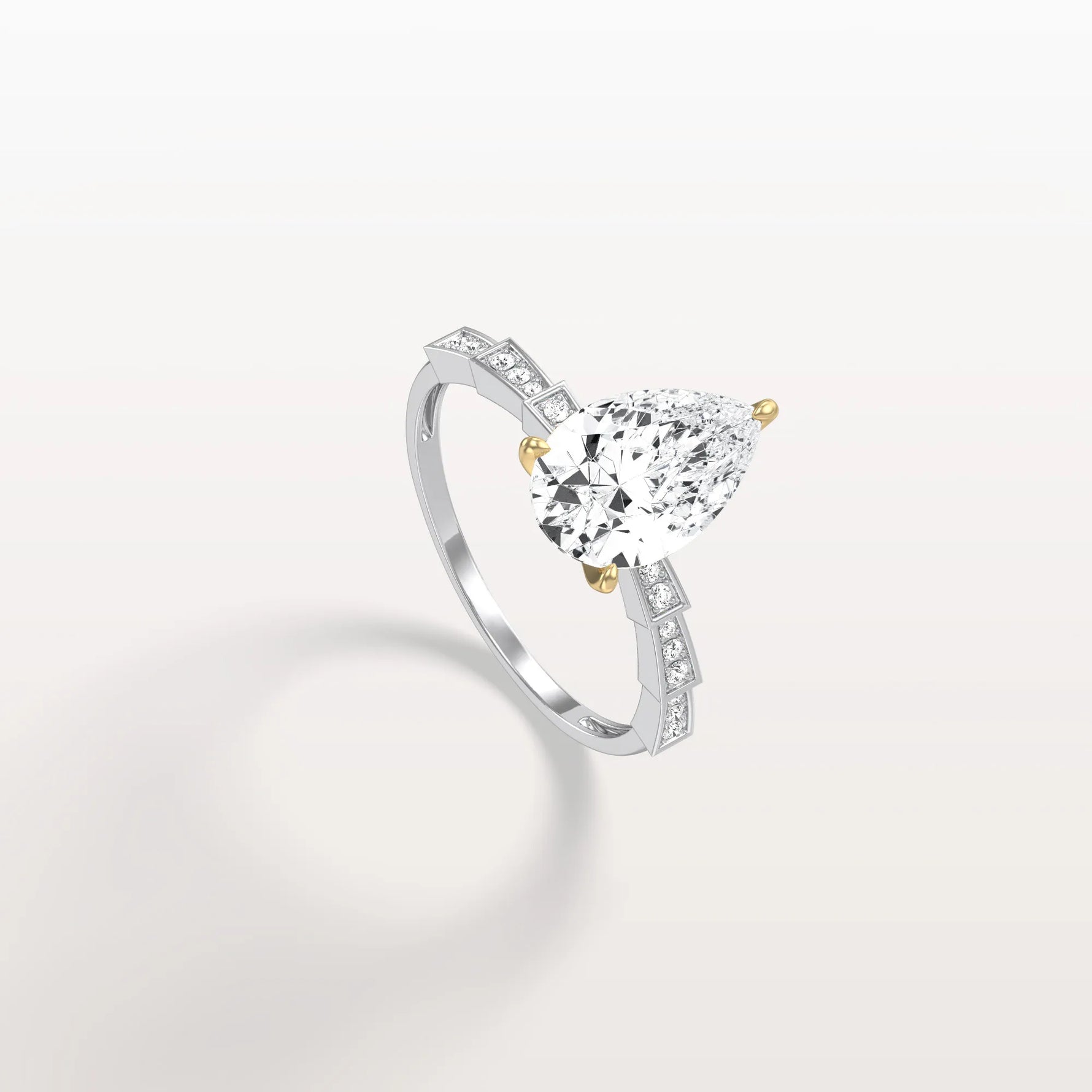 2CT Two - Tone Pave Pear Lab Grown Diamond Ring - Rings