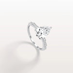 2CT Pear Cut Lab Diamond Hidden Halo Ring - Modern Style - Rings