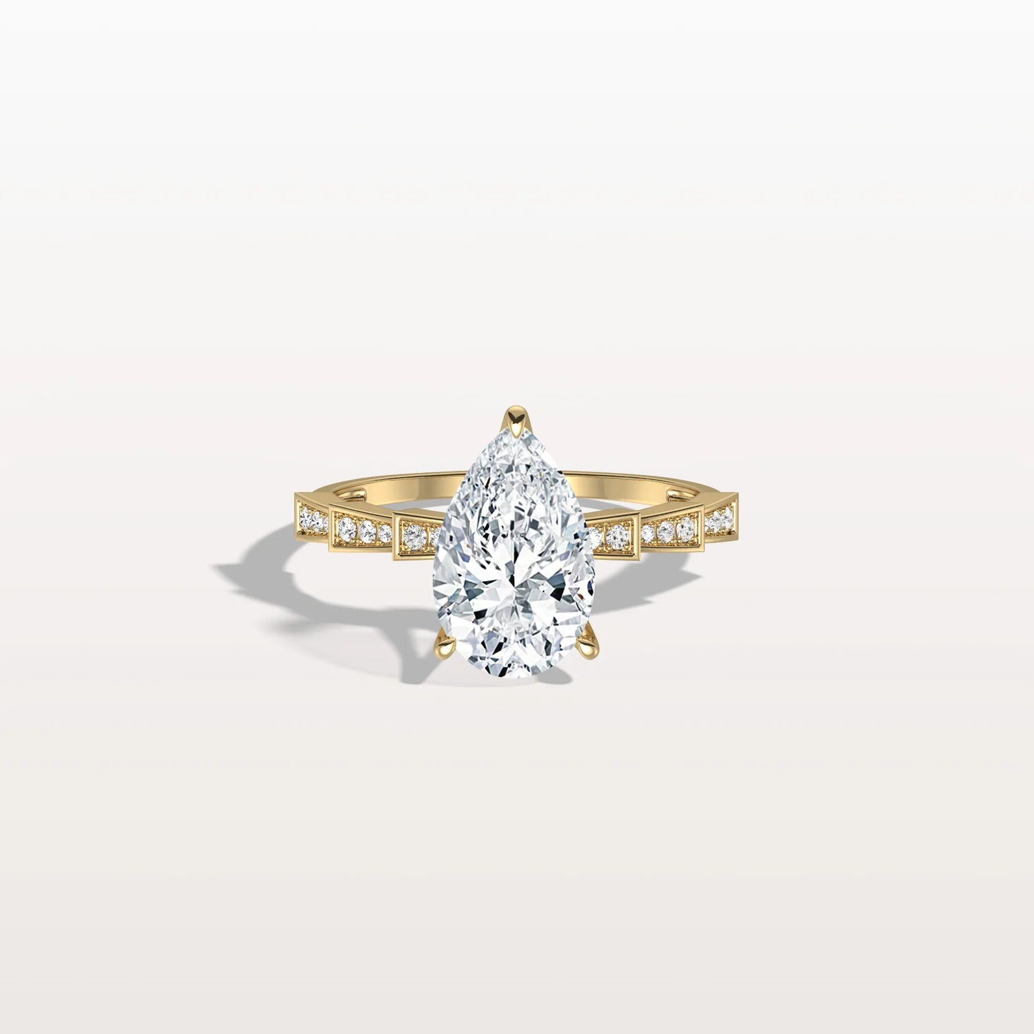 2CT Pear Cut Lab Diamond Hidden Halo Ring - Modern Style - Rings