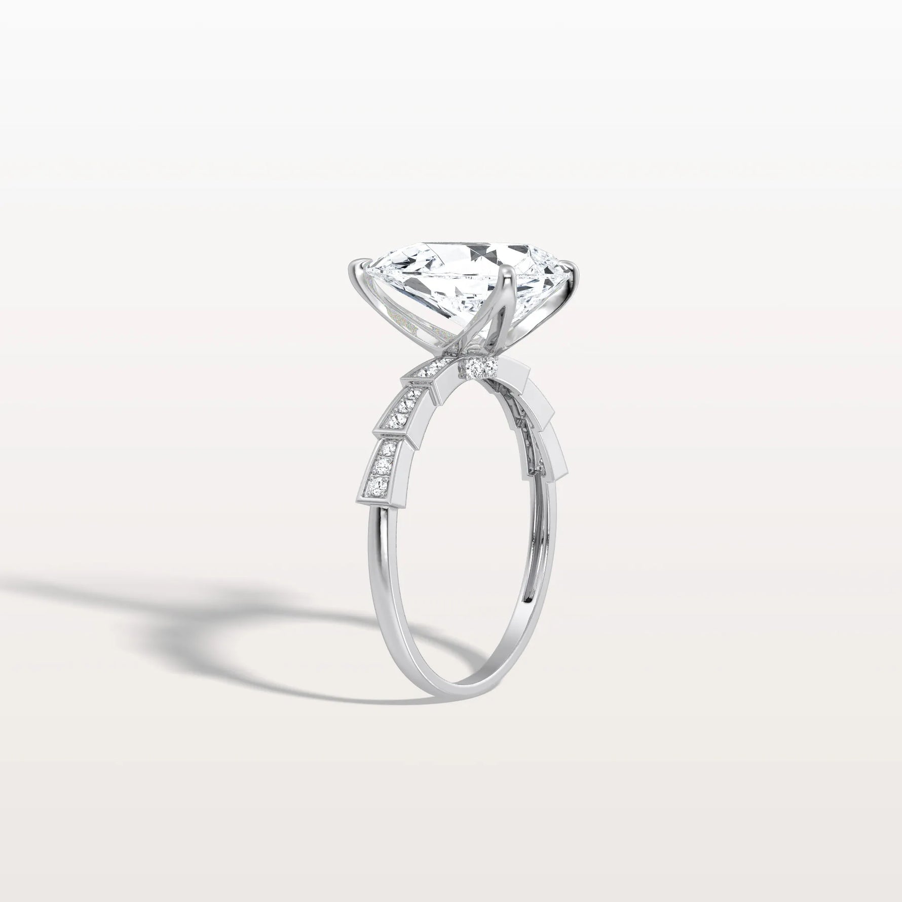 3CT Pear Cut Lab Diamond Hidden Halo Ring - Modern Style - Rings