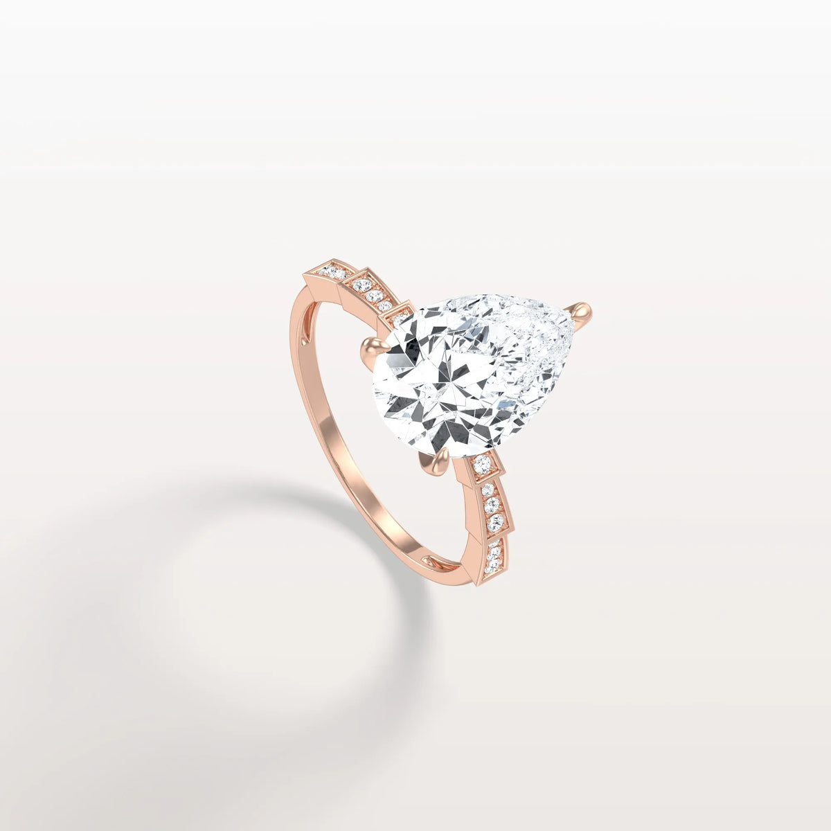 3CT Pear Cut Lab Diamond Hidden Halo Ring - Modern Style - Rings