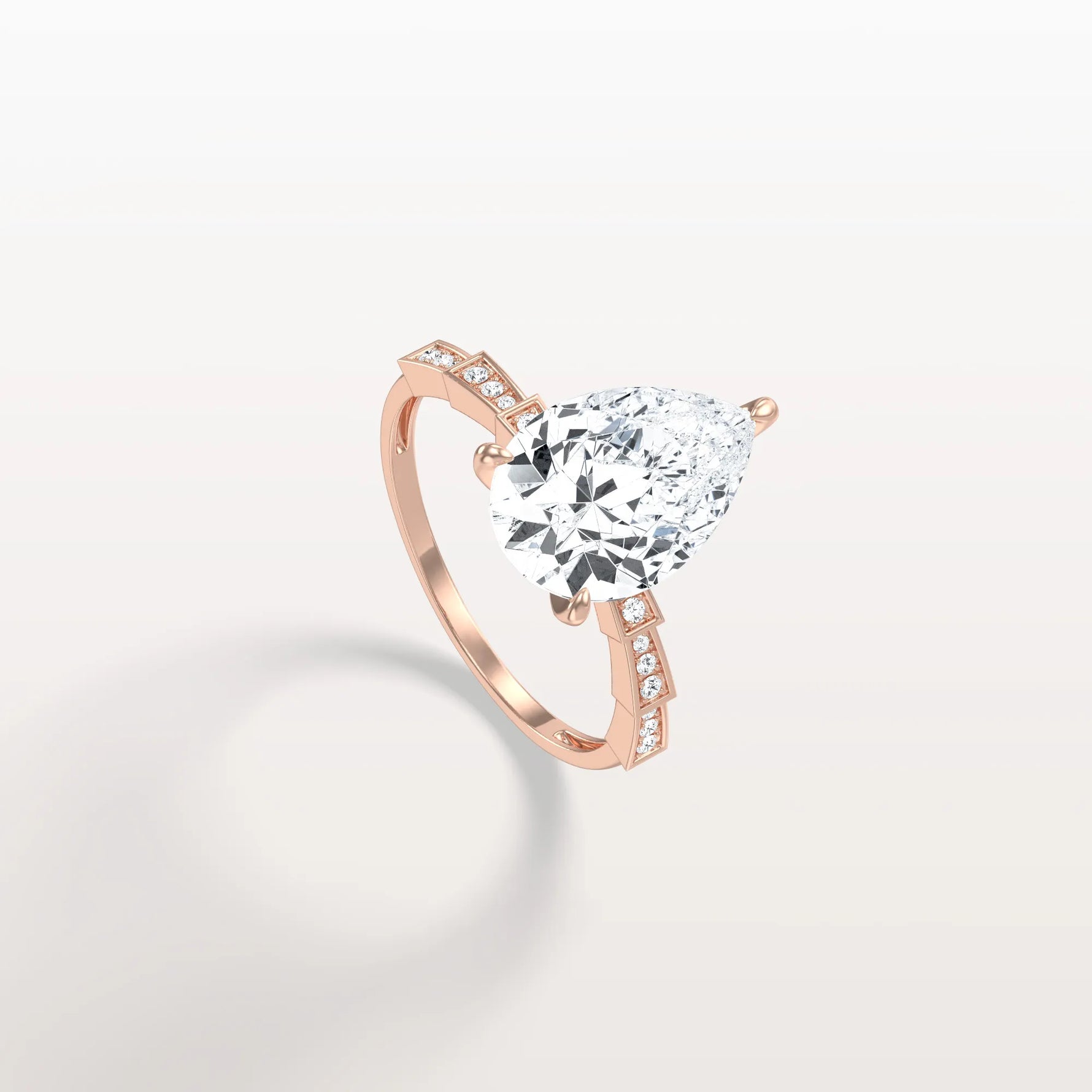 3CT Pear Cut Lab Diamond Hidden Halo Ring - Modern Style - Rings