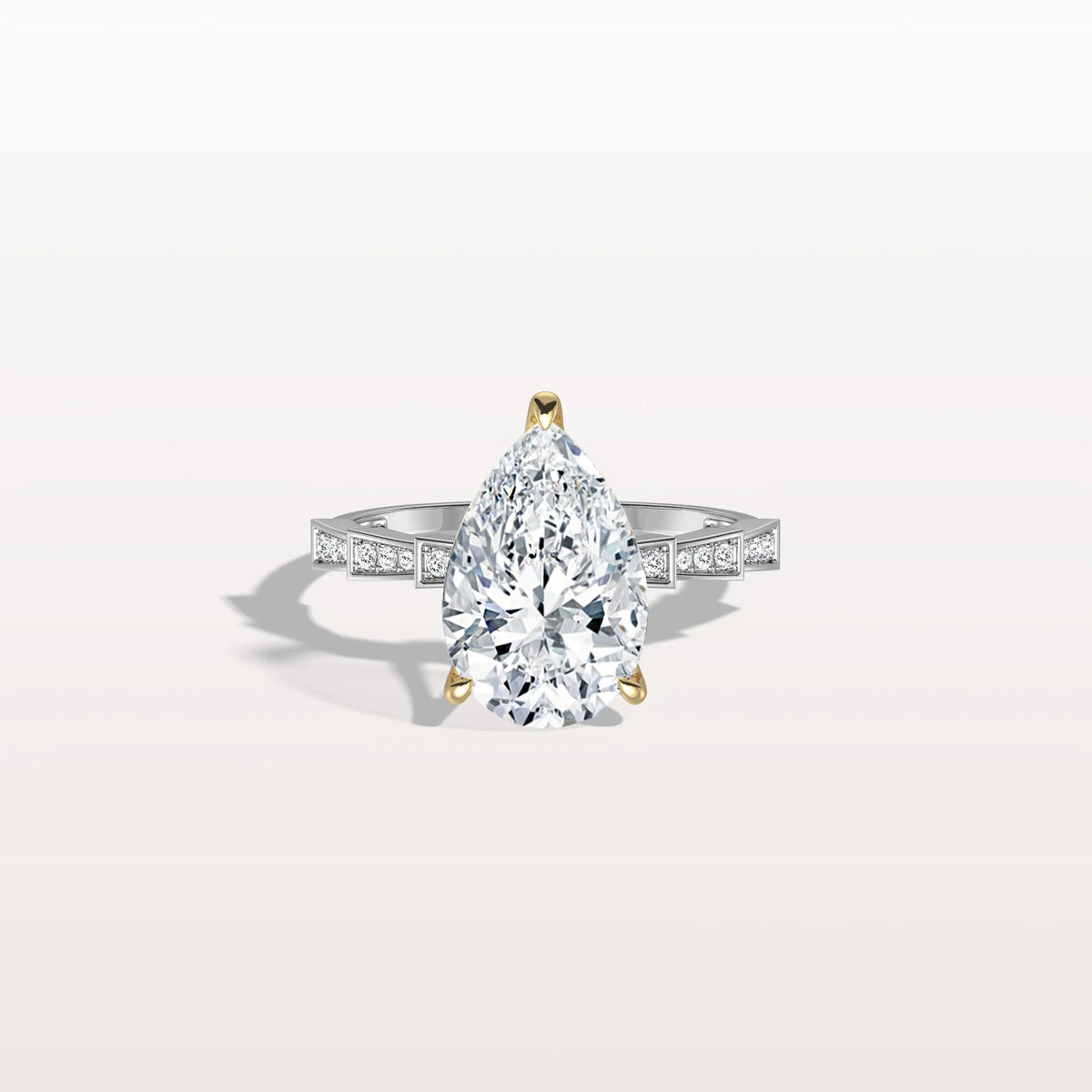 3CT Two - Tone Pave Pear Lab Grown Diamond Ring - Rings