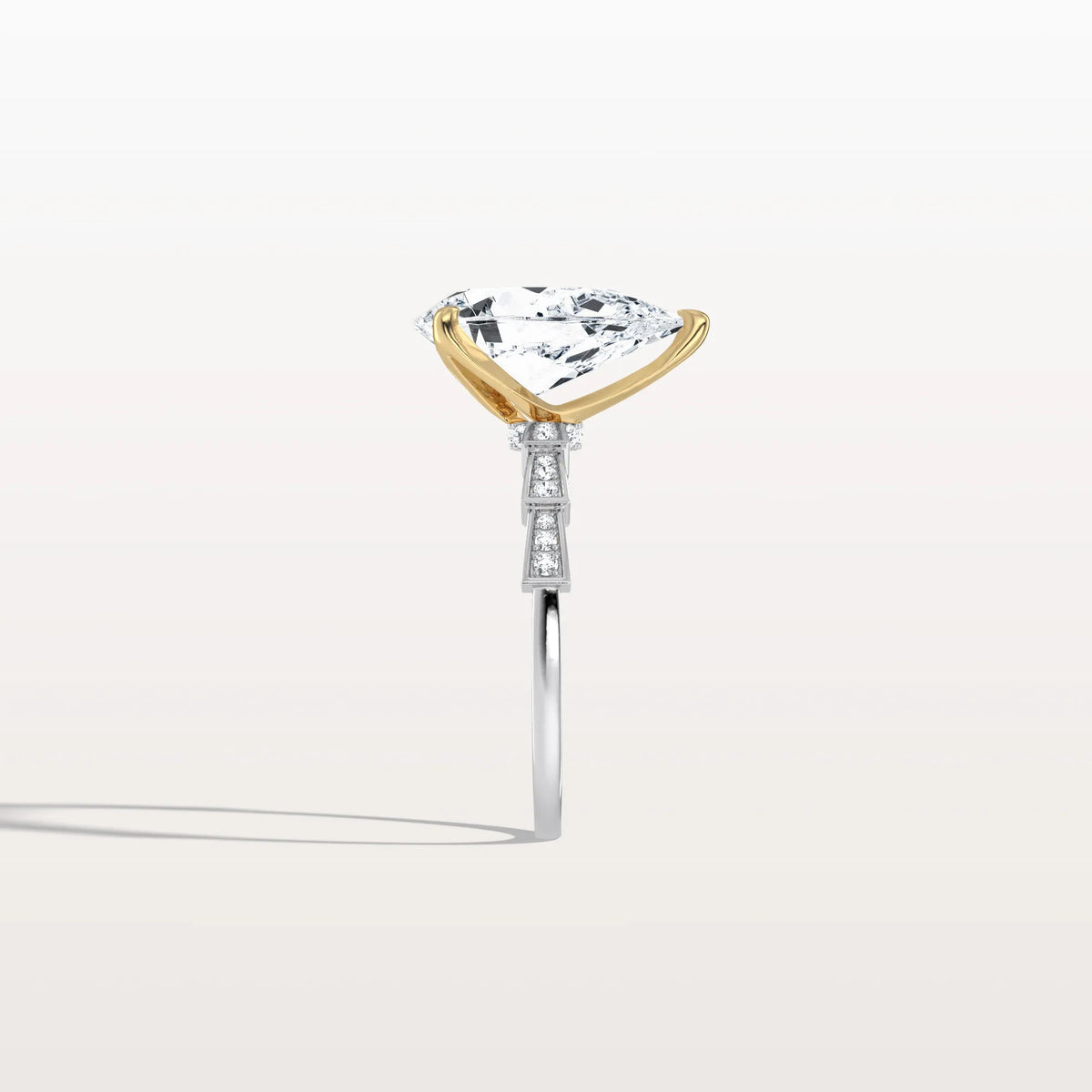 3CT Two - Tone Pave Pear Lab Grown Diamond Ring - Rings