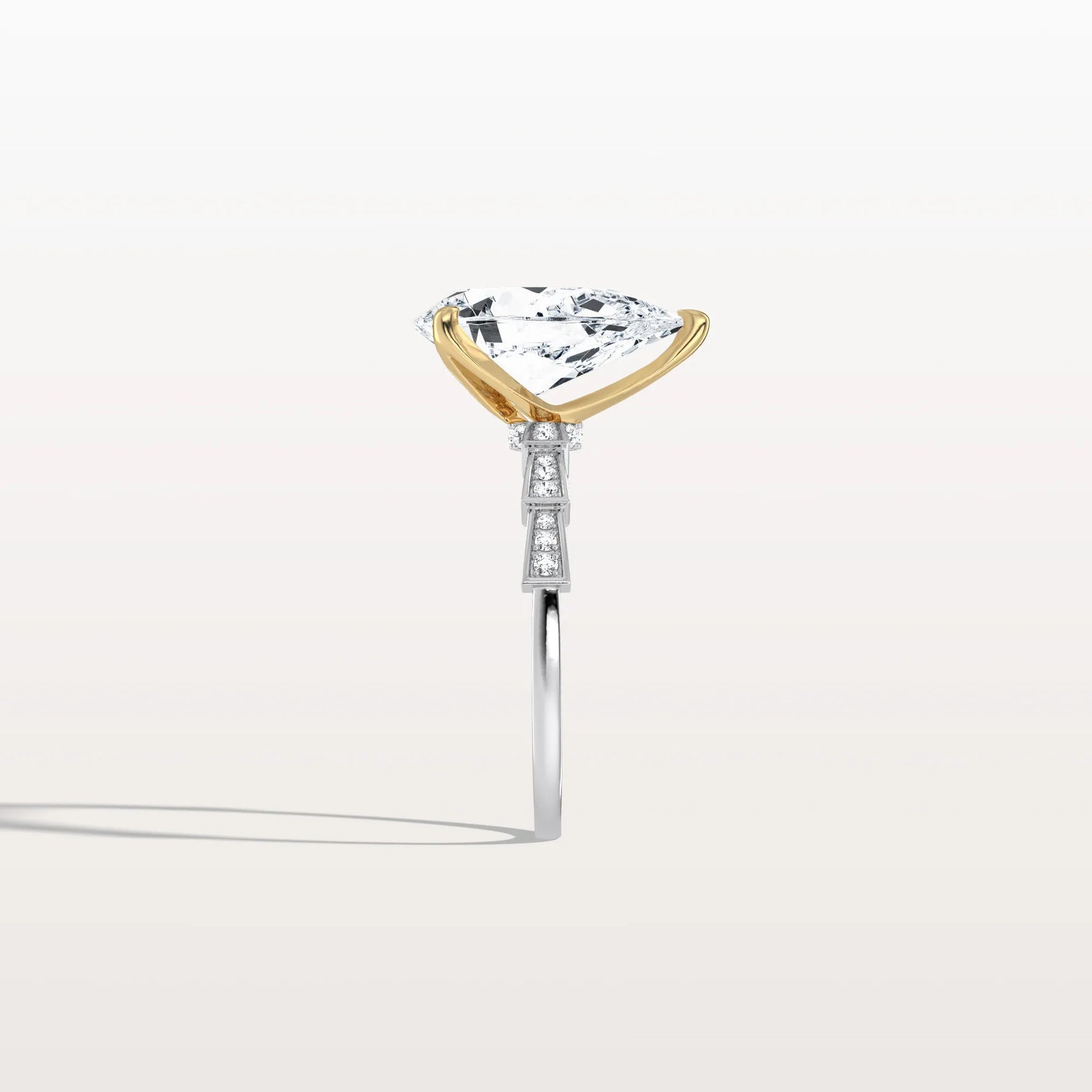 3CT Two - Tone Pave Pear Lab Grown Diamond Ring - Rings