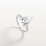 3CT Pear Cut Lab Diamond Hidden Halo Ring - Modern Style - Rings