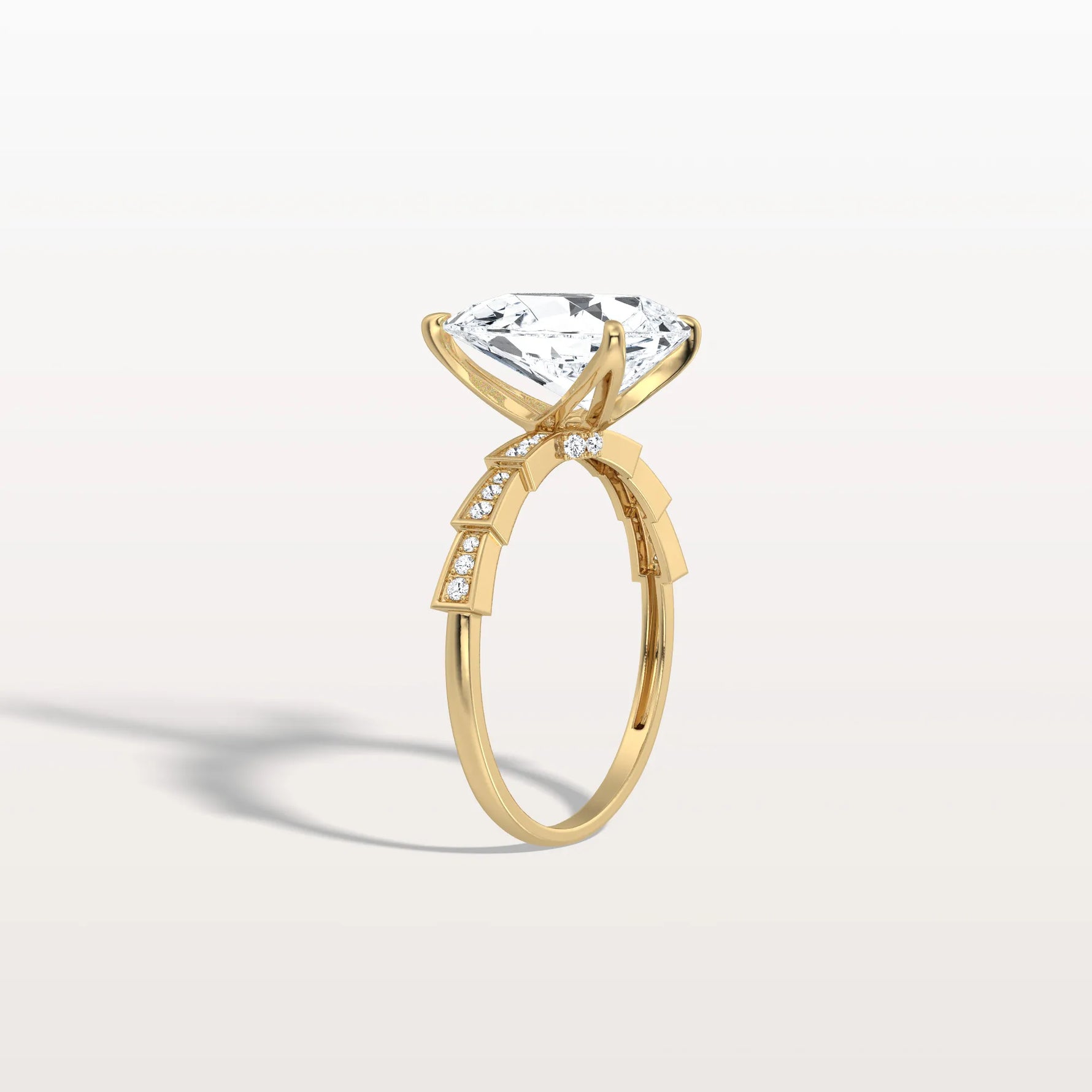 3CT Pear Cut Lab Diamond Hidden Halo Ring - Modern Style - Rings