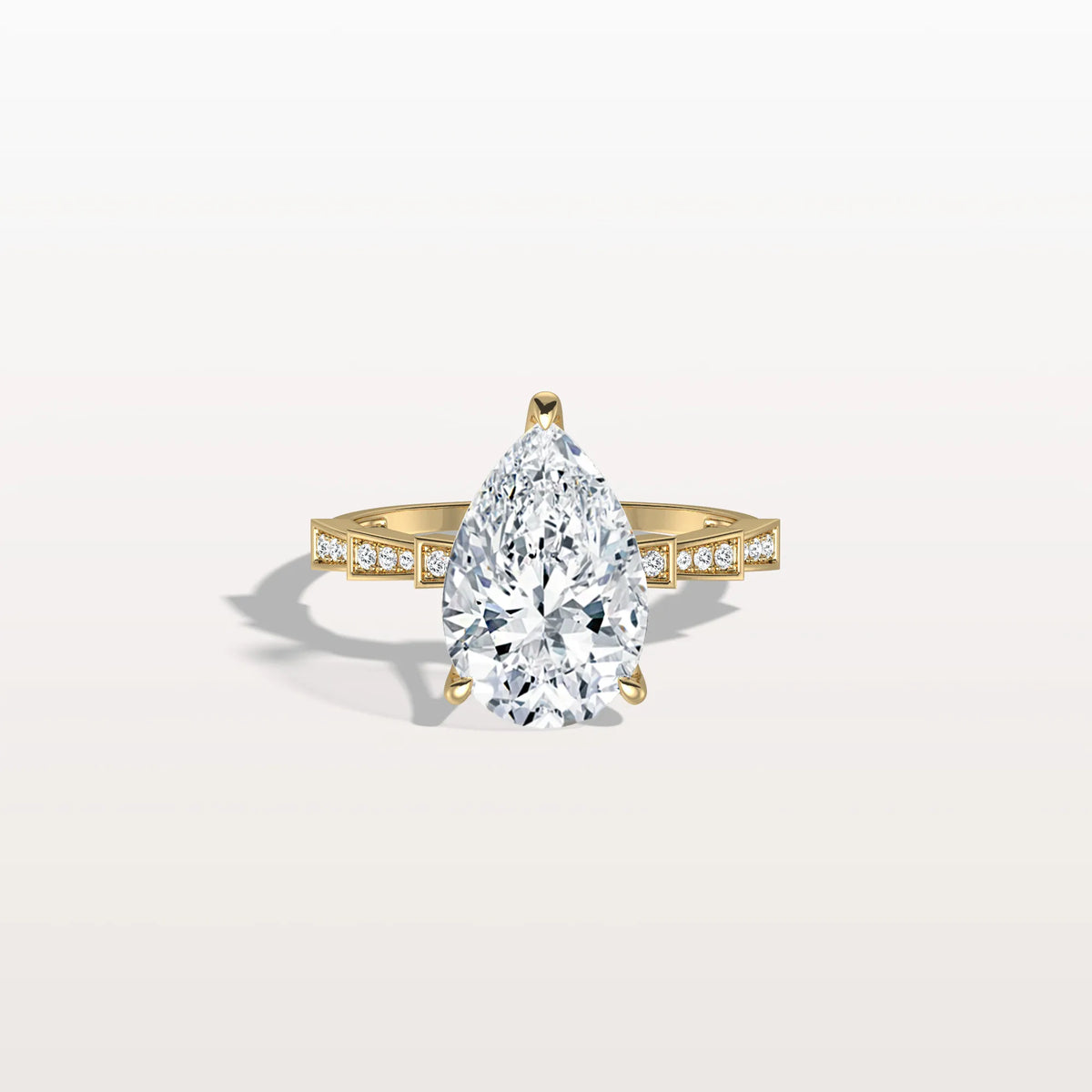 3CT Pear Cut Lab Diamond Hidden Halo Ring - Modern Style - Rings