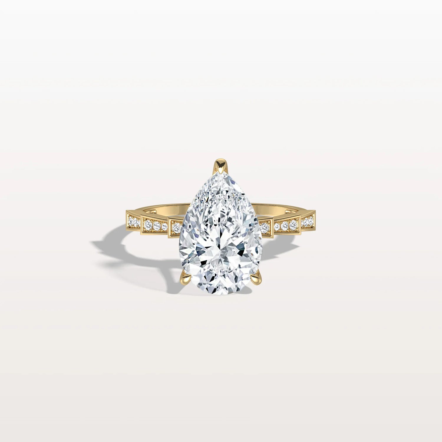 3CT Pear Cut Lab Diamond Hidden Halo Ring - Modern Style - Rings