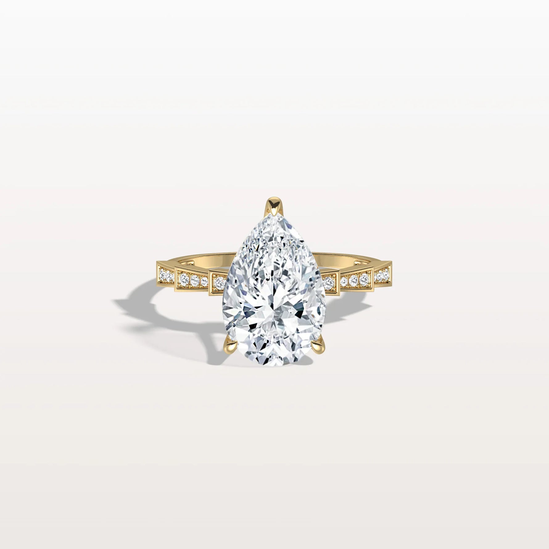 3CT Pear Cut Lab Diamond Hidden Halo Ring - Modern Style - Rings