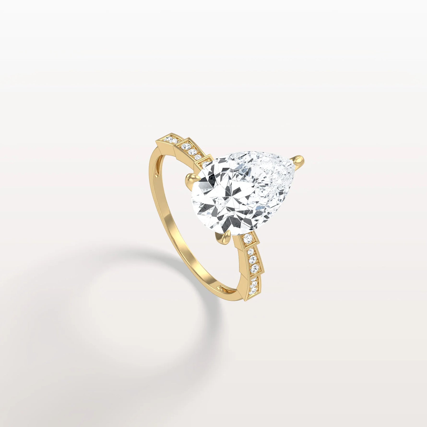 3CT Pear Cut Lab Diamond Hidden Halo Ring - Modern Style - Rings