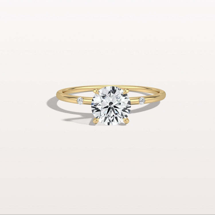 1CT Hidden Halo Lab Diamond Engagement Ring with Side Accents - Rings