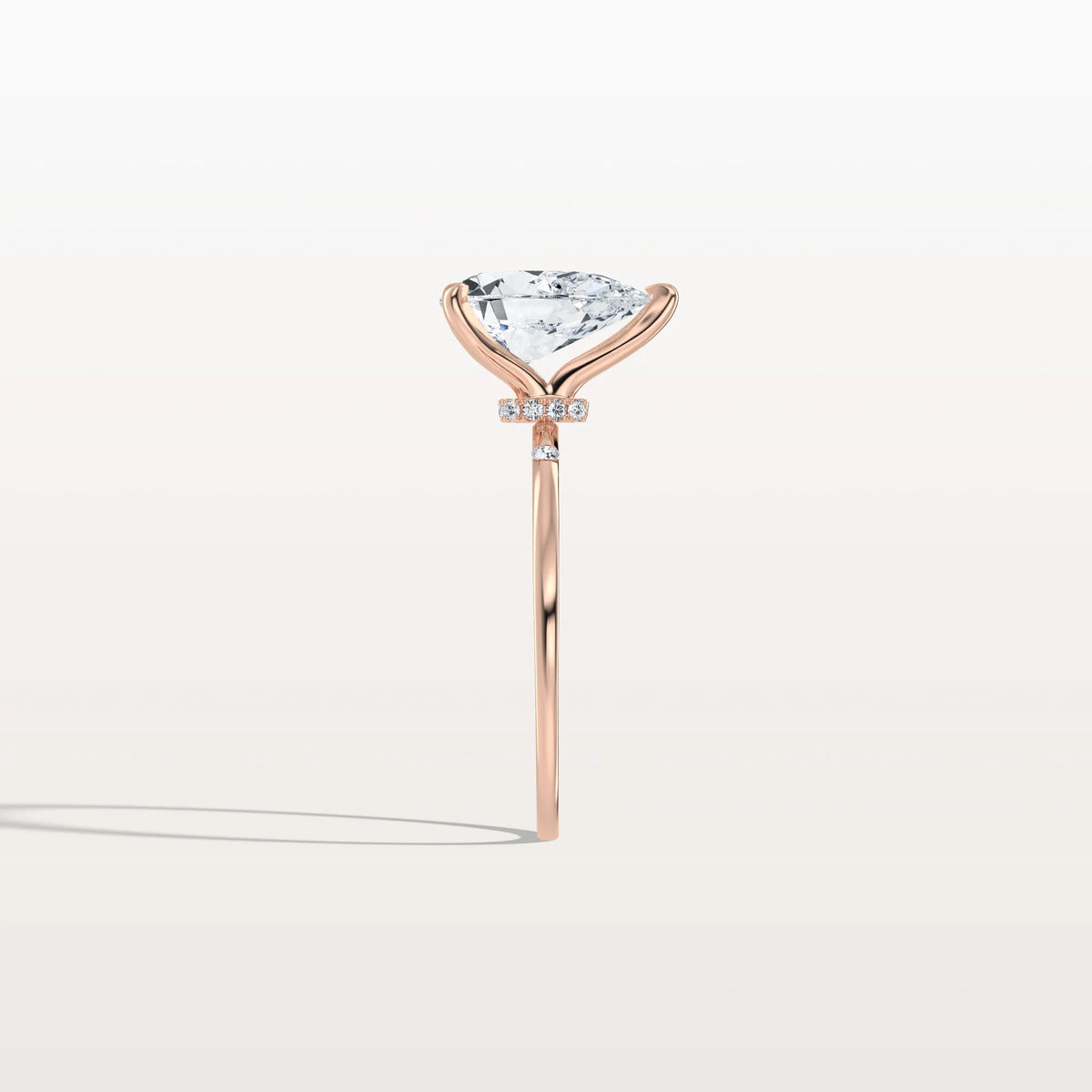 2CT Lab Grown Pear Engagement Ring with Hidden Halo - Rings