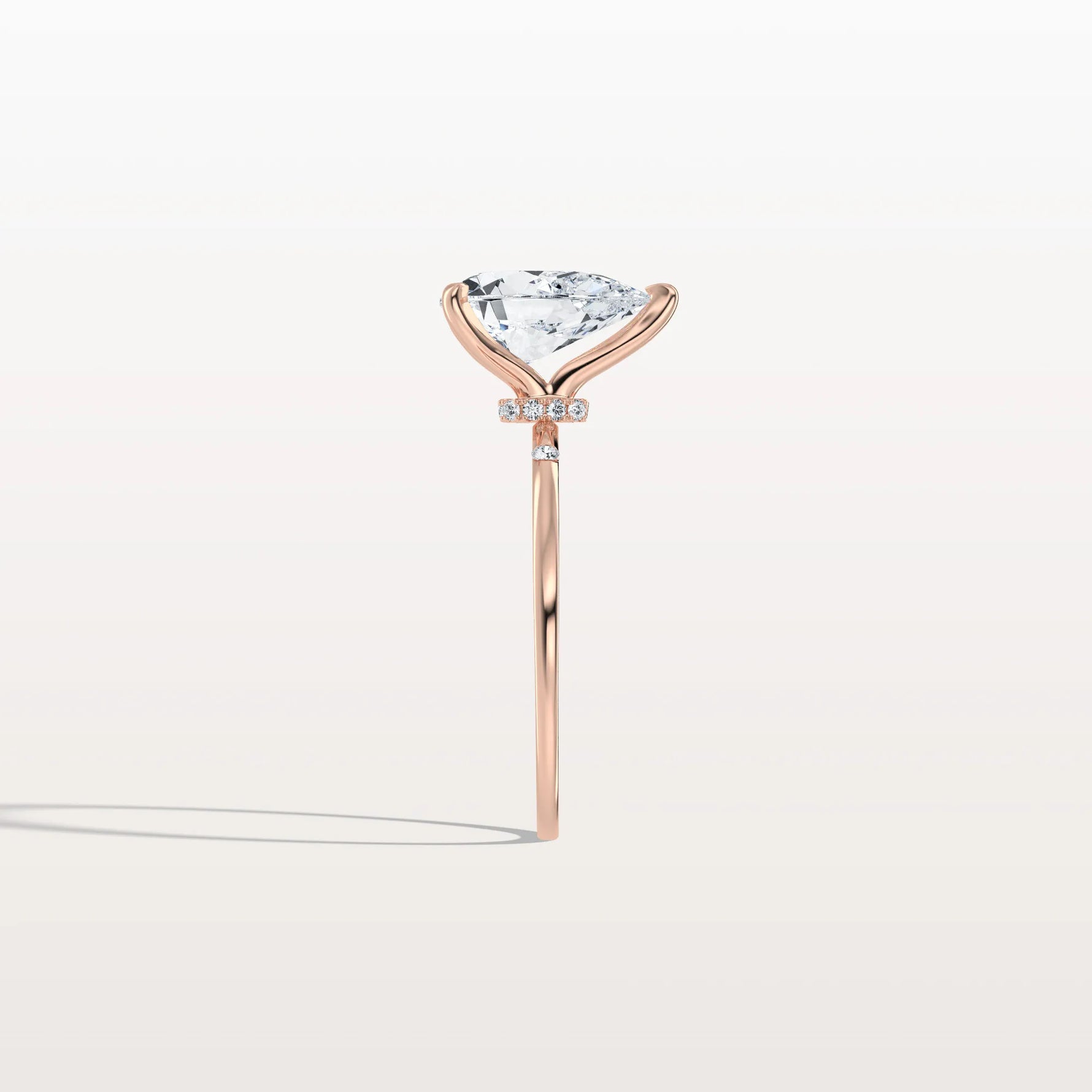 2CT Lab Grown Pear Engagement Ring with Hidden Halo - Rings