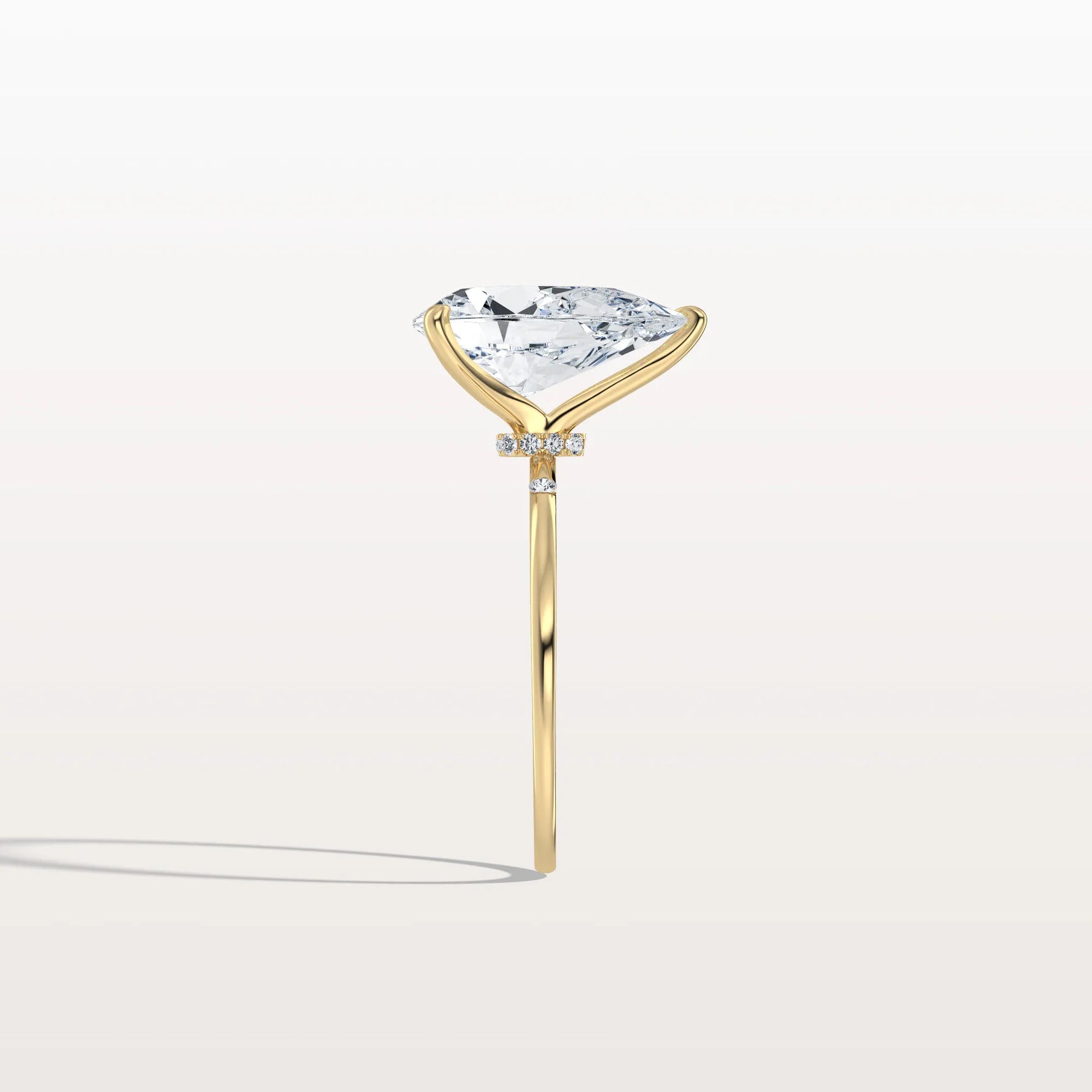 3CT Lab Grown Pear Engagement Ring with Hidden Halo - Rings