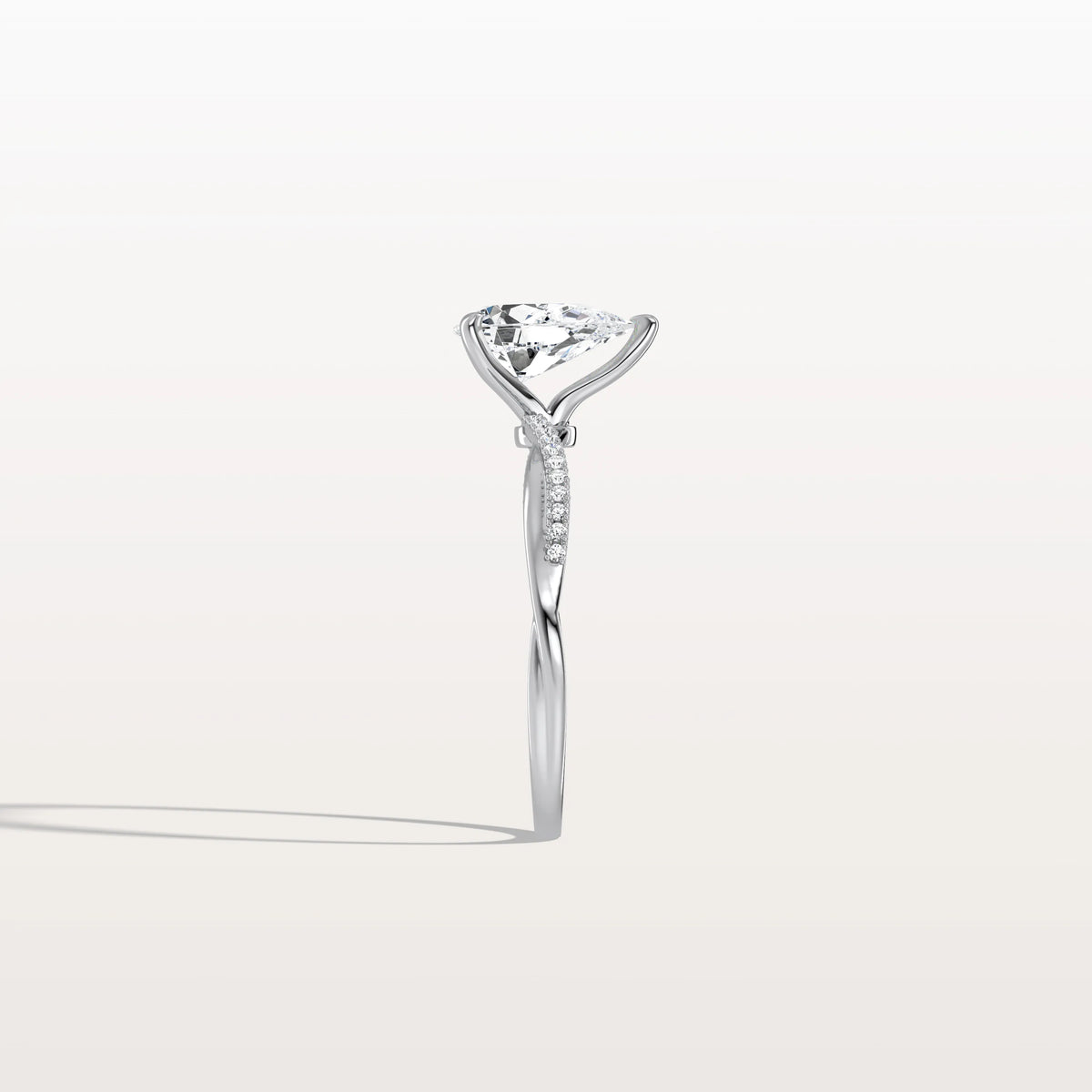 1CT Pear Lab Diamond Engagement Ring–Twisted 14K Gold Band - Rings