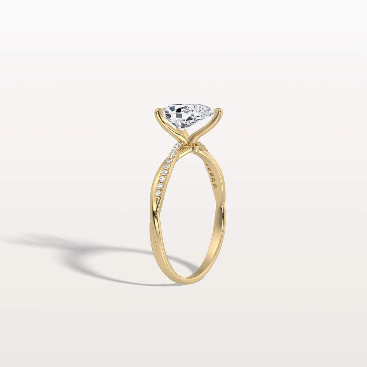 1CT Pear Lab Diamond Engagement Ring–Twisted 14K Gold Band - Rings