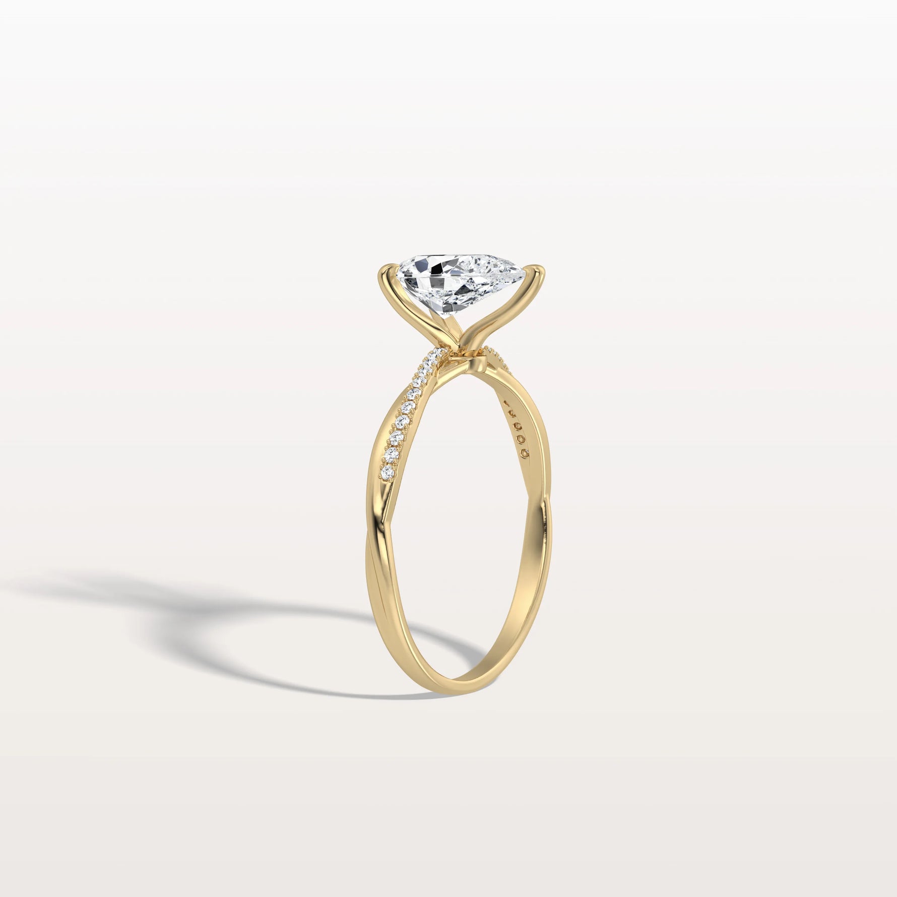 1CT Pear Lab Diamond Engagement Ring–Twisted 14K Gold Band - Rings