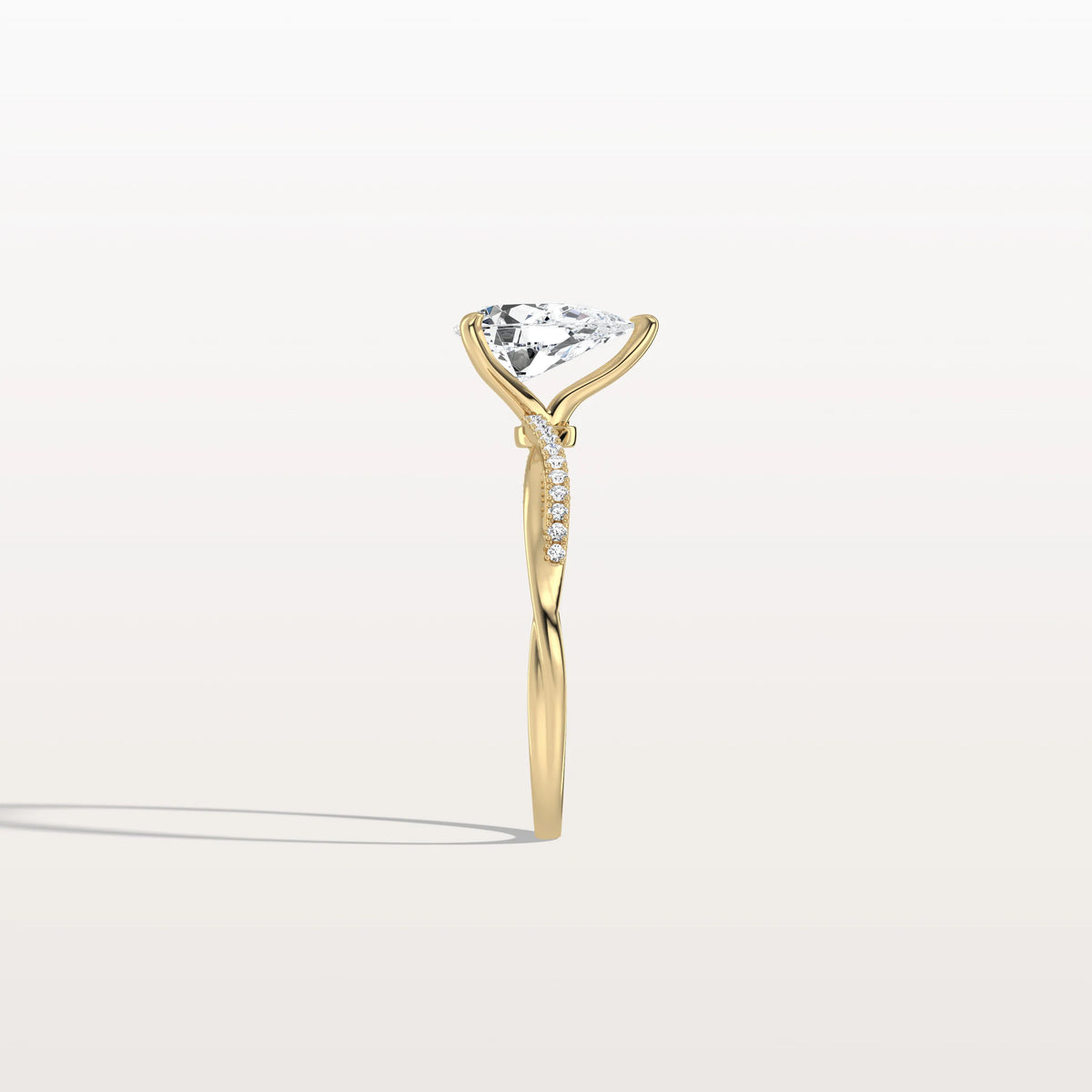 1CT Pear Lab Diamond Engagement Ring–Twisted 14K Gold Band - Rings
