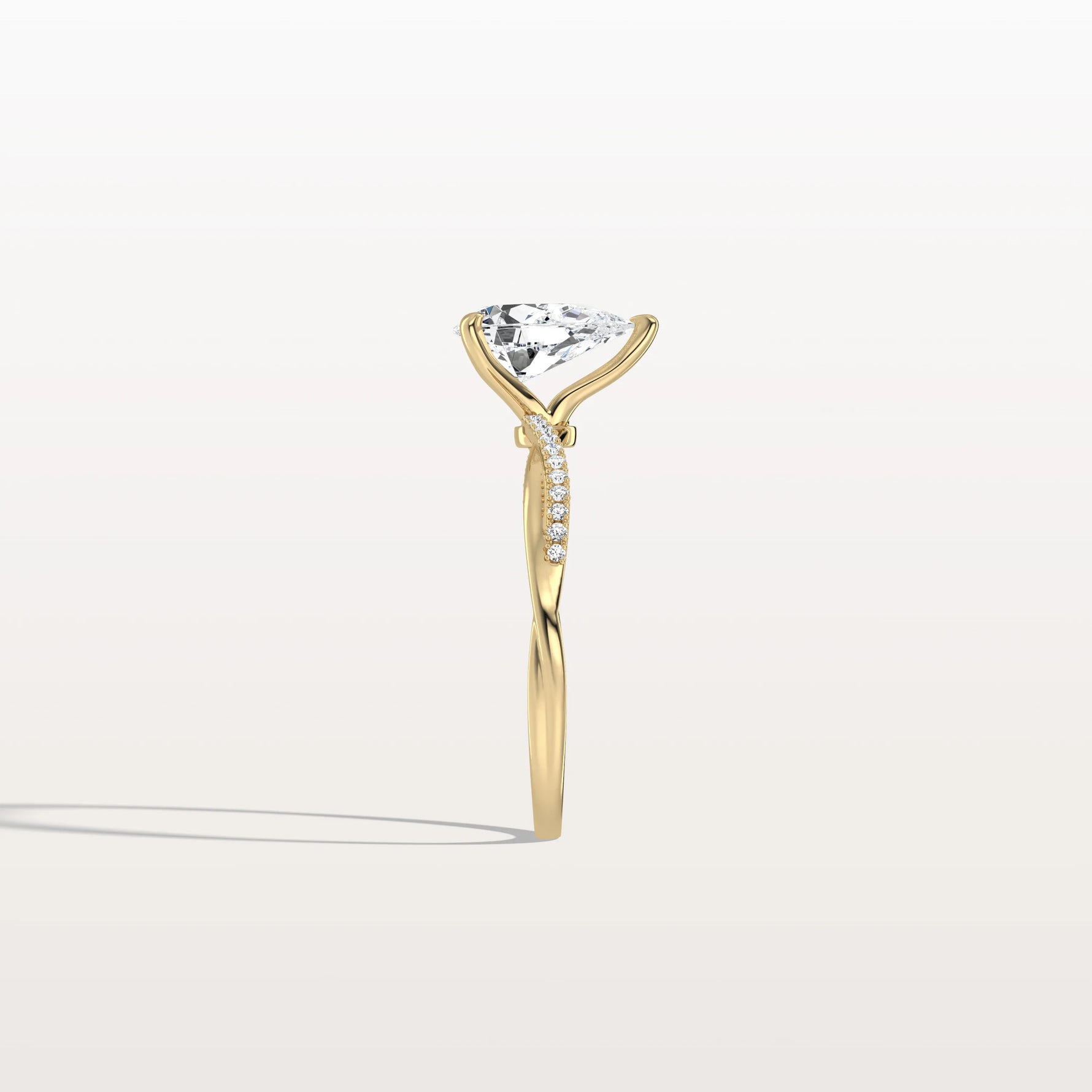 1CT Pear Lab Diamond Engagement Ring–Twisted 14K Gold Band - Rings
