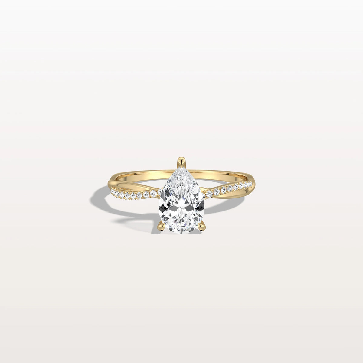 1CT Pear Lab Diamond Engagement Ring–Twisted 14K Gold Band - Rings