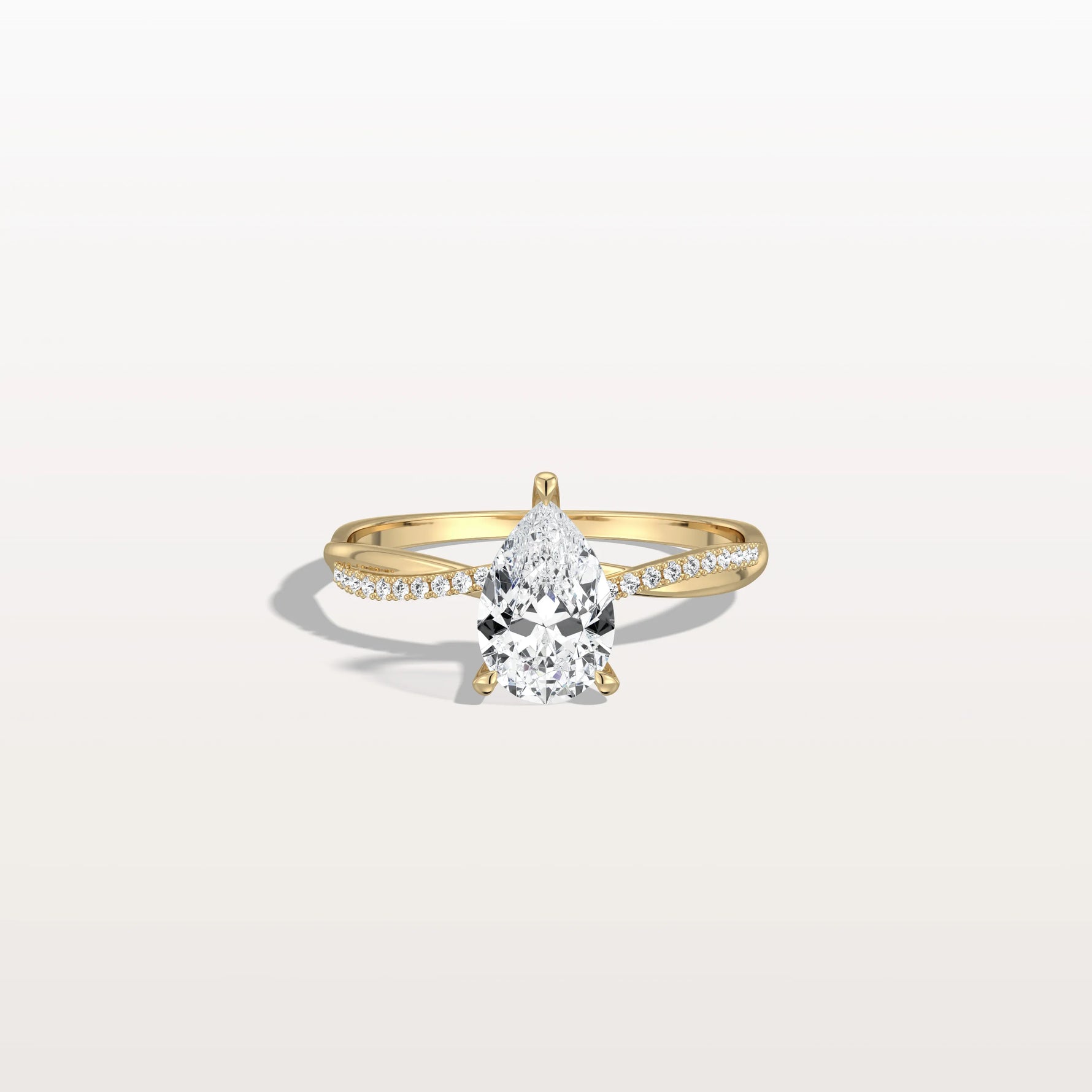 1CT Pear Lab Diamond Engagement Ring–Twisted 14K Gold Band - Rings