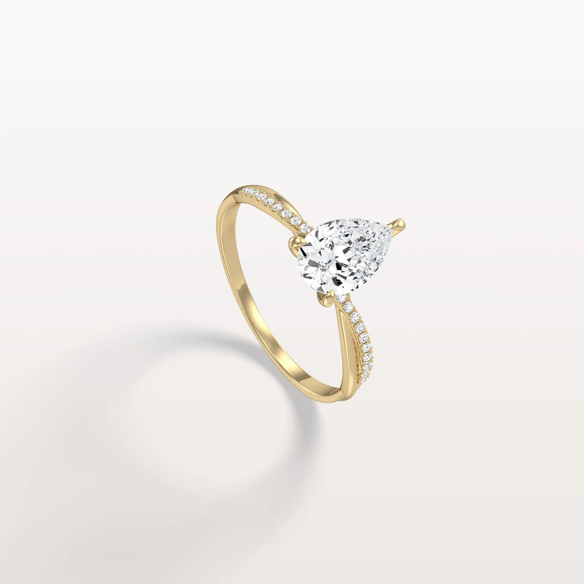 1CT Pear Lab Diamond Engagement Ring–Twisted 14K Gold Band - Rings