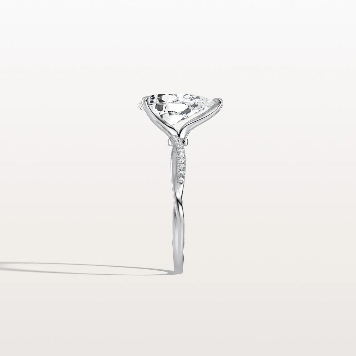 2CT Pear Lab Diamond Engagement Ring–Twisted 14K Gold Band - Rings