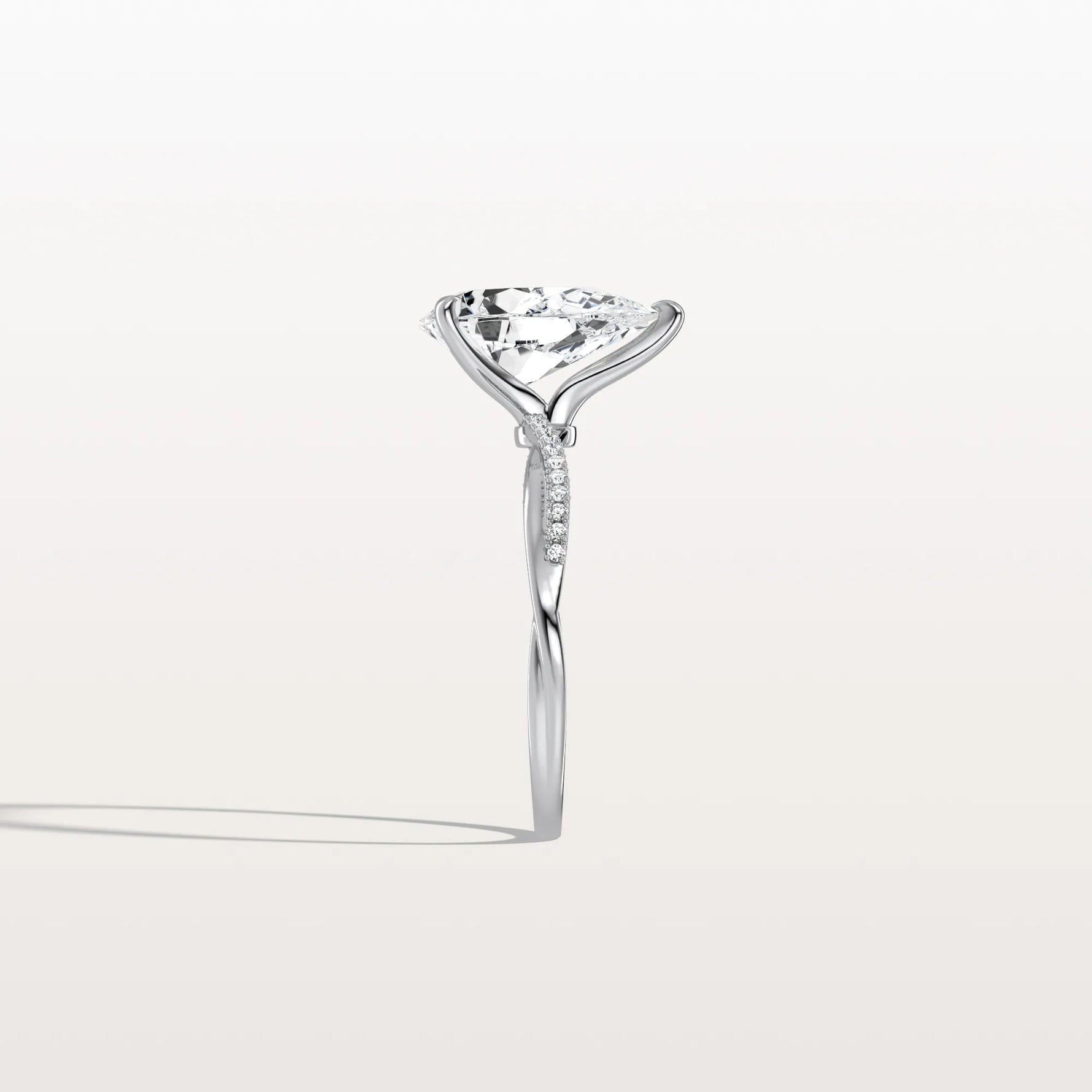 2CT Pear Lab Diamond Engagement Ring–Twisted 14K Gold Band - Rings