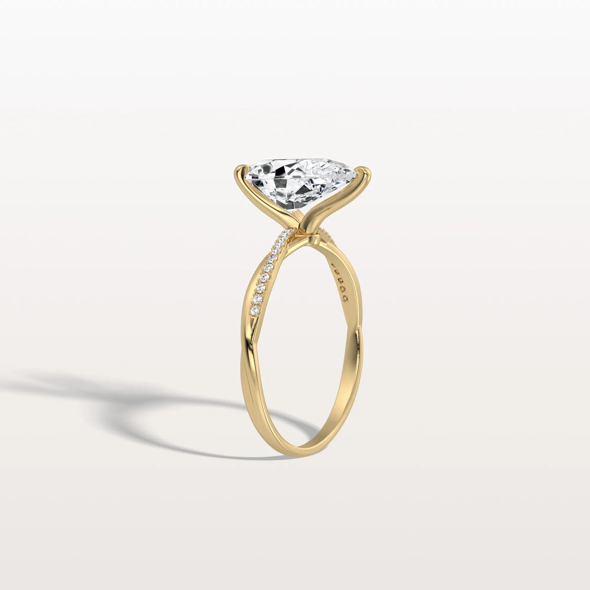 2CT Pear Lab Diamond Engagement Ring–Twisted 14K Gold Band - Rings
