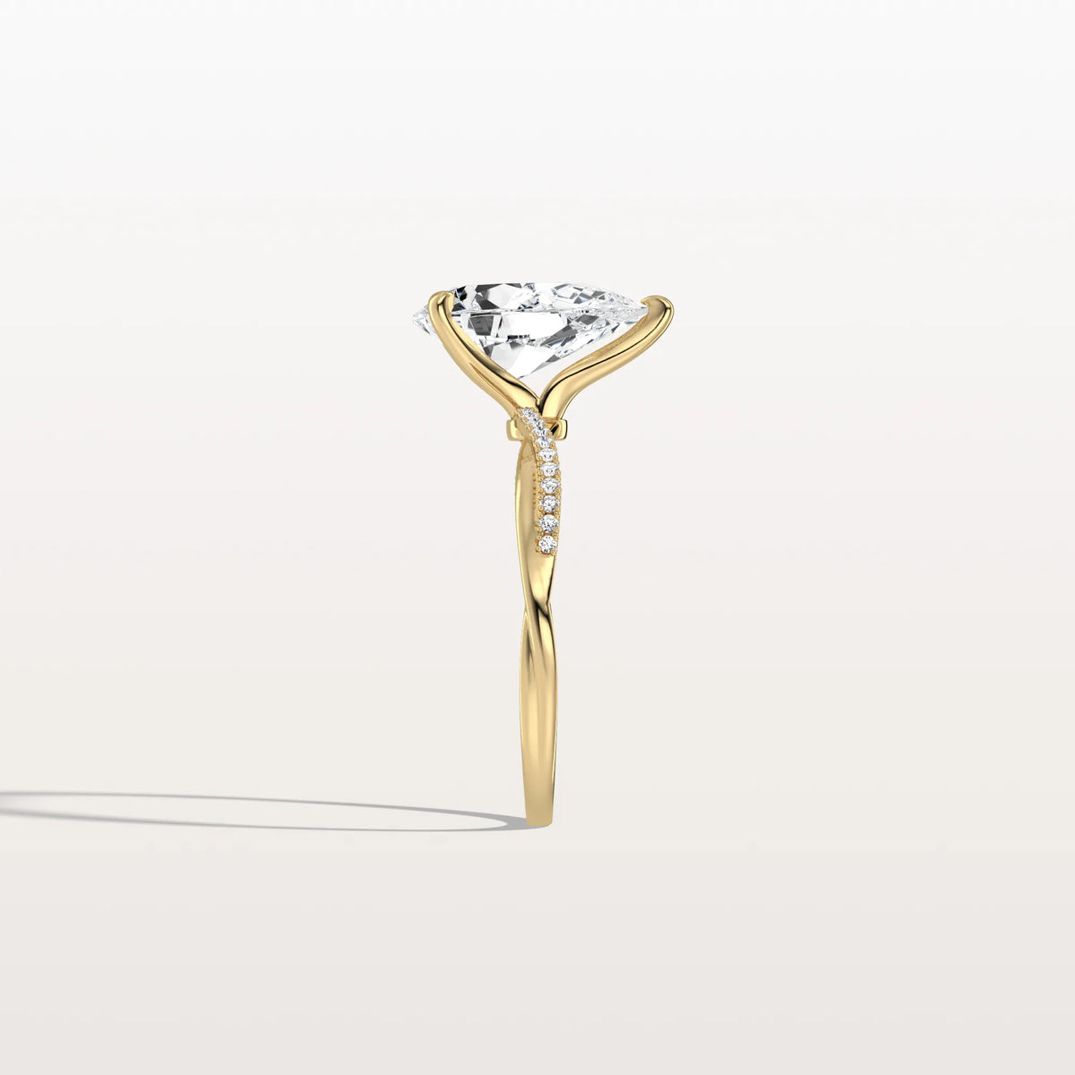 2CT Pear Lab Diamond Engagement Ring–Twisted 14K Gold Band - Rings