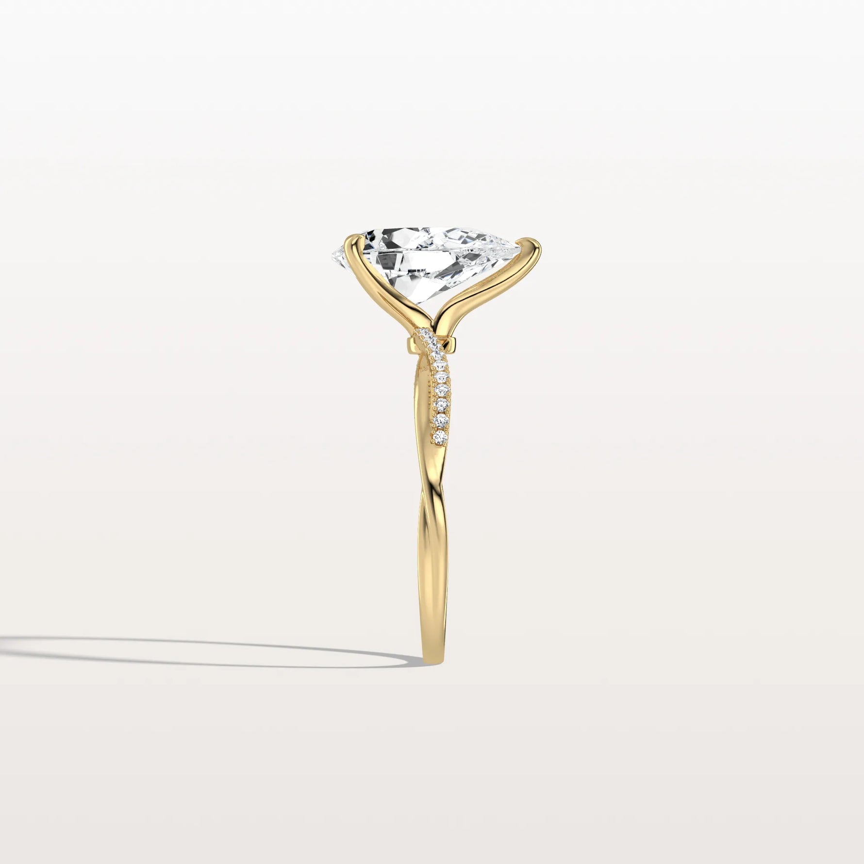 2CT Pear Lab Diamond Engagement Ring–Twisted 14K Gold Band - Rings