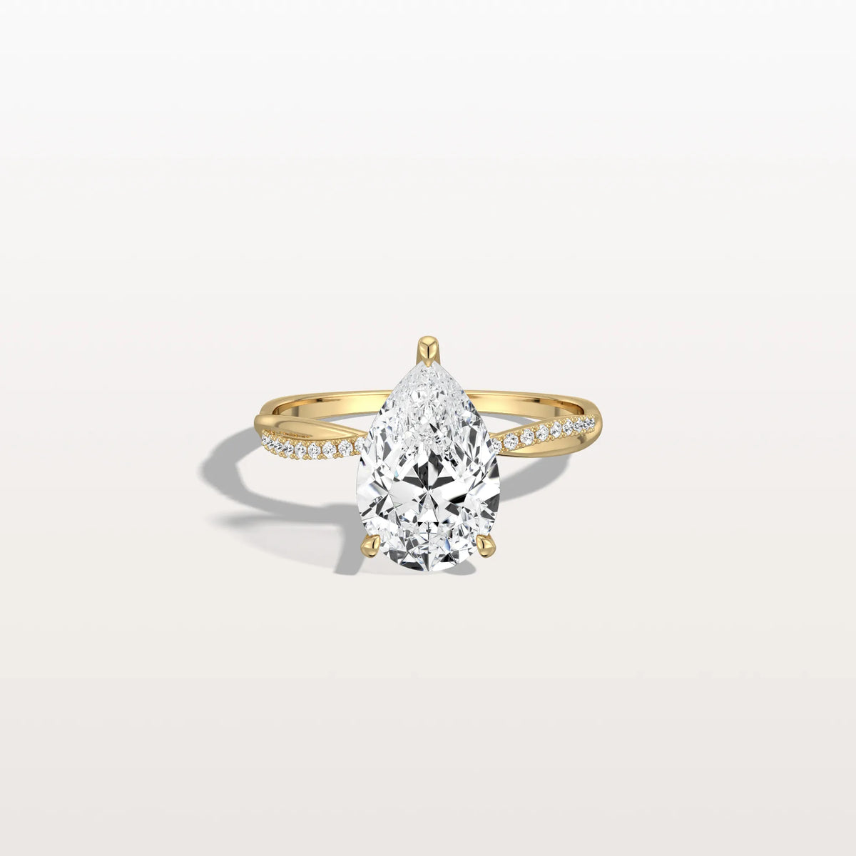 2CT Pear Lab Diamond Engagement Ring–Twisted 14K Gold Band - Rings