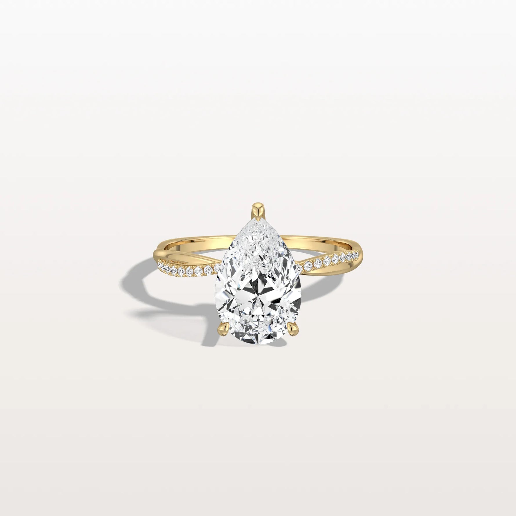 2CT Pear Lab Diamond Engagement Ring–Twisted 14K Gold Band - Rings