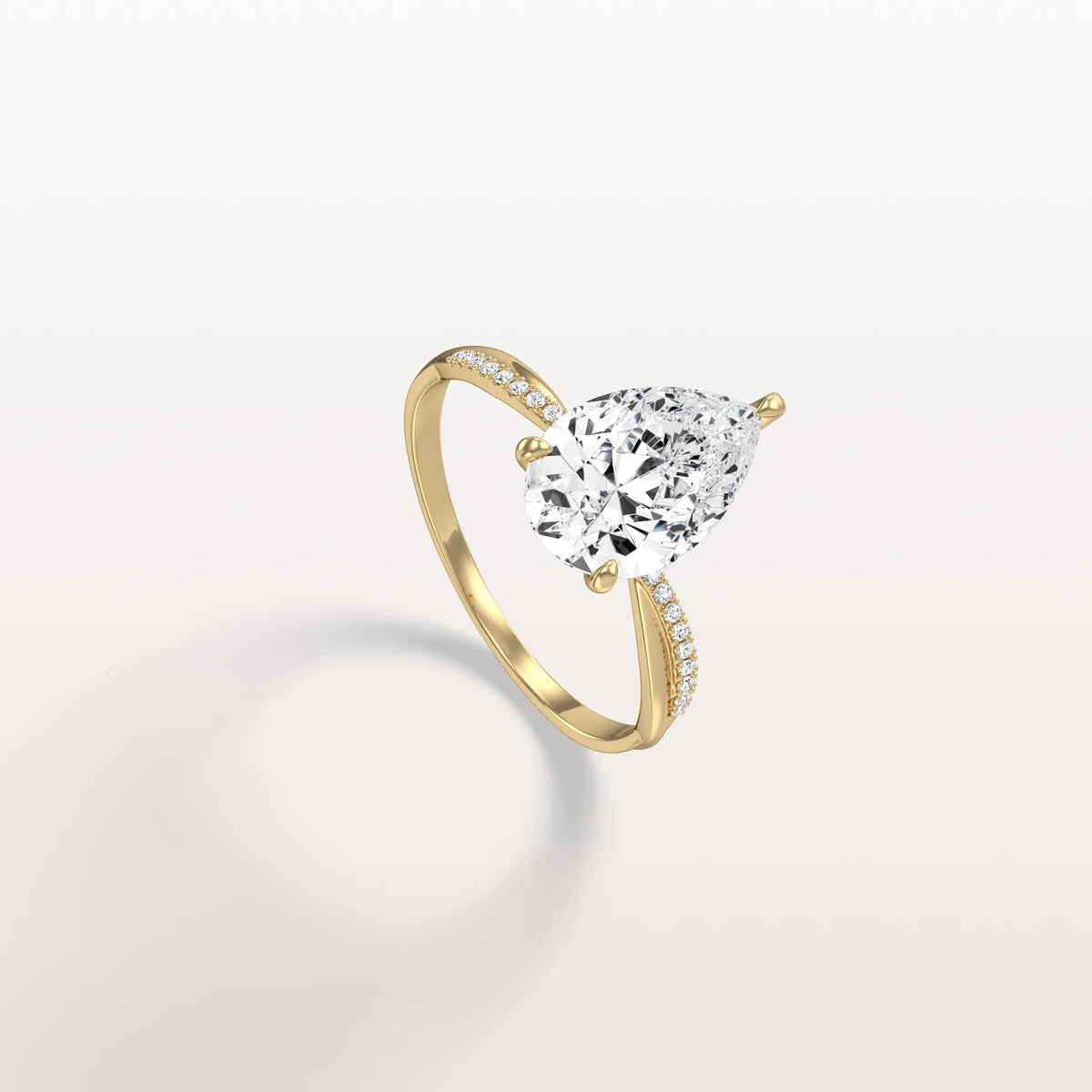 2CT Pear Lab Diamond Engagement Ring–Twisted 14K Gold Band - Rings