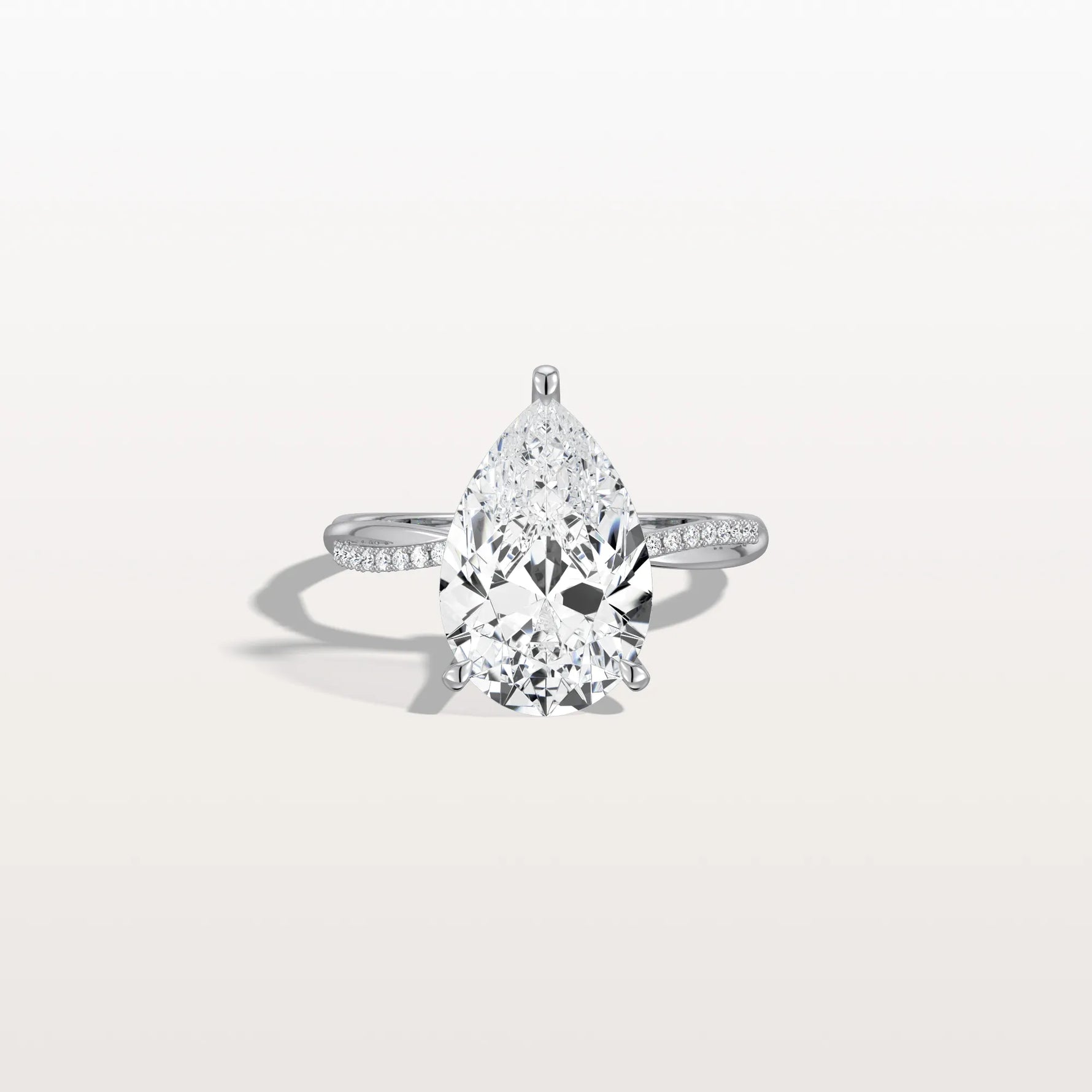 3CT Pear Lab Diamond Engagement Ring–Twisted 14K Gold Band - Rings