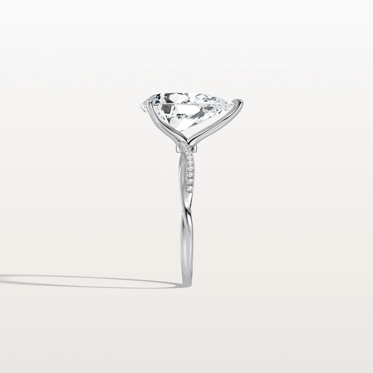 3CT Pear Lab Diamond Engagement Ring–Twisted 14K Gold Band - Rings