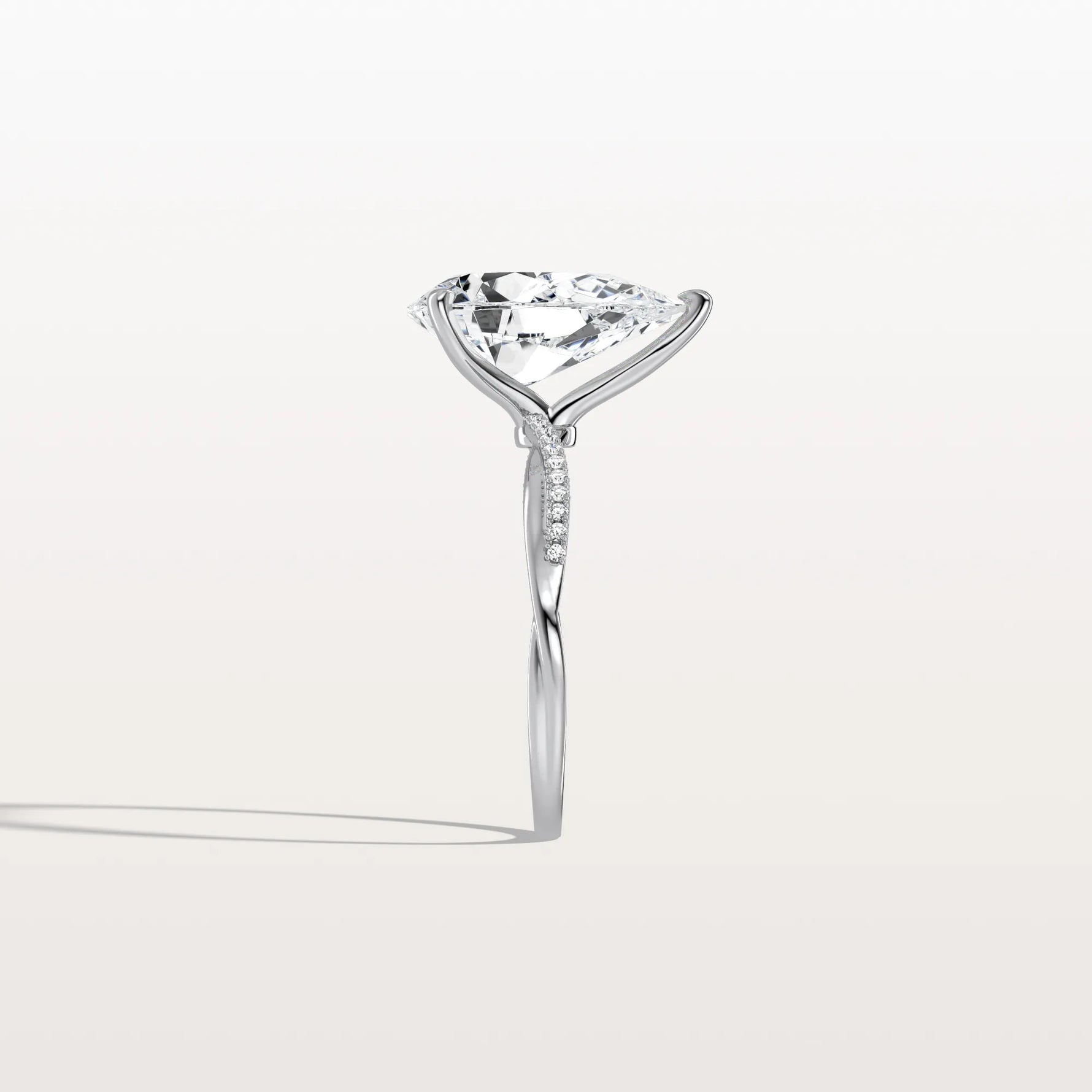 3CT Pear Lab Diamond Engagement Ring–Twisted 14K Gold Band - Rings