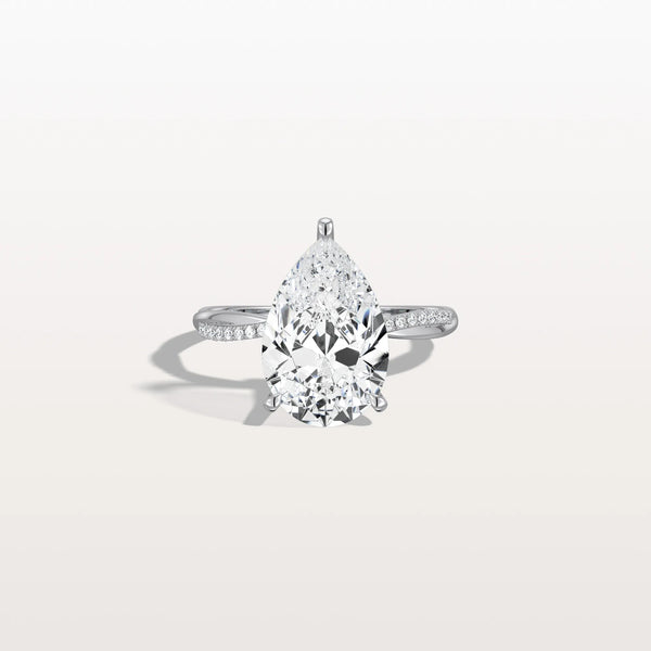Daphne丨3CT Pear Lab Diamond Engagement Ring–Twisted 14K Gold Band
