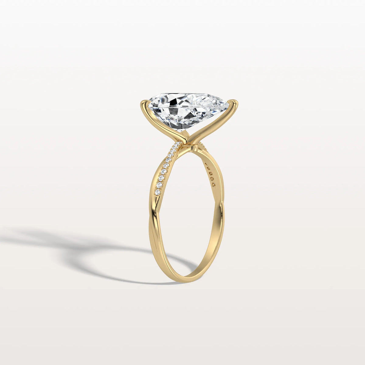 3CT Pear Lab Diamond Engagement Ring–Twisted 14K Gold Band - Rings