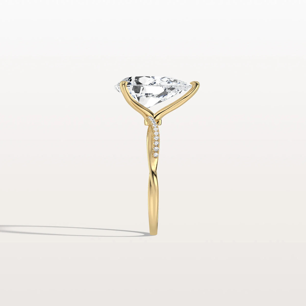 3CT Pear Lab Diamond Engagement Ring–Twisted 14K Gold Band - Rings