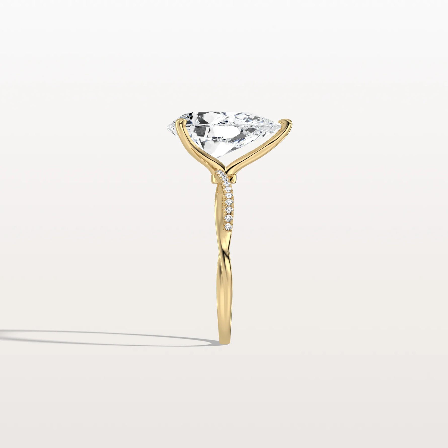 3CT Pear Lab Diamond Engagement Ring–Twisted 14K Gold Band - Rings