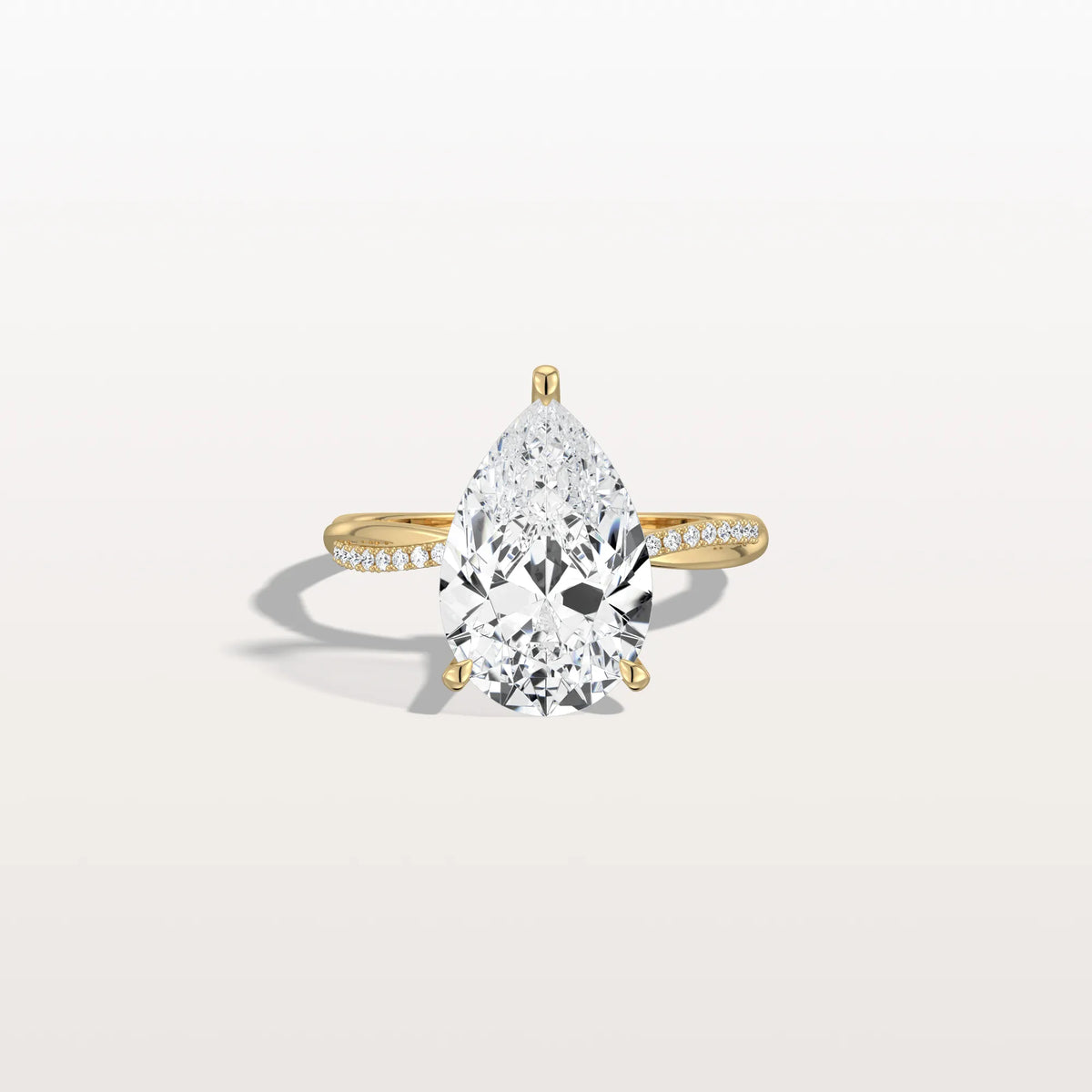 3CT Pear Lab Diamond Engagement Ring–Twisted 14K Gold Band - Rings