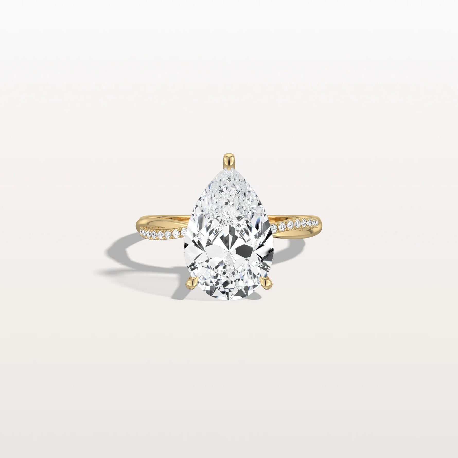 3CT Pear Lab Diamond Engagement Ring–Twisted 14K Gold Band - Rings