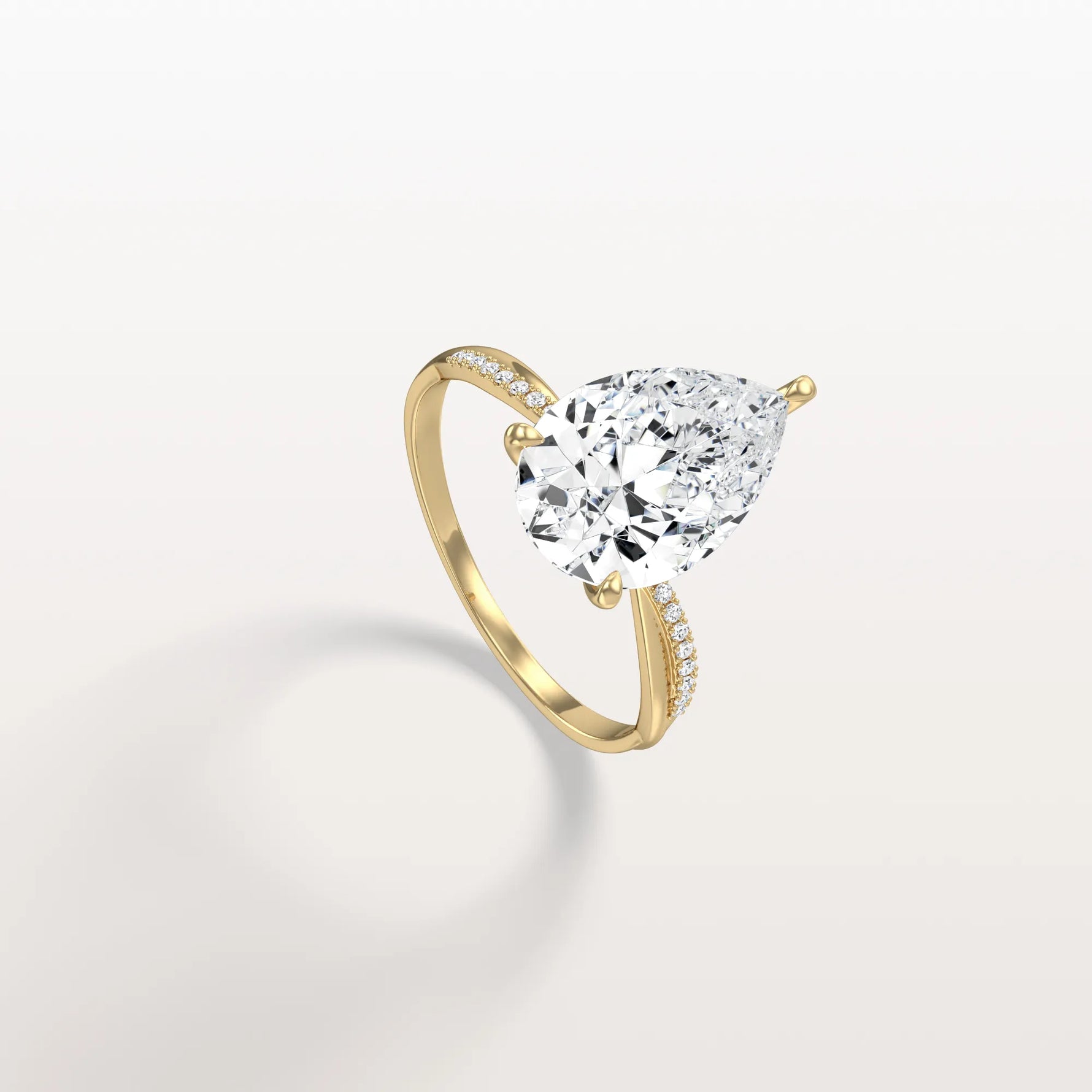 3CT Pear Lab Diamond Engagement Ring–Twisted 14K Gold Band - Rings