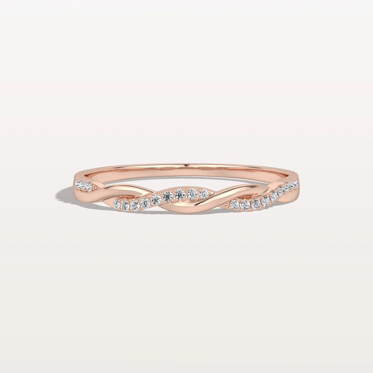 Stackable Pave Twisted Ring-14K Gold/Platinum Wedding Band - Rings
